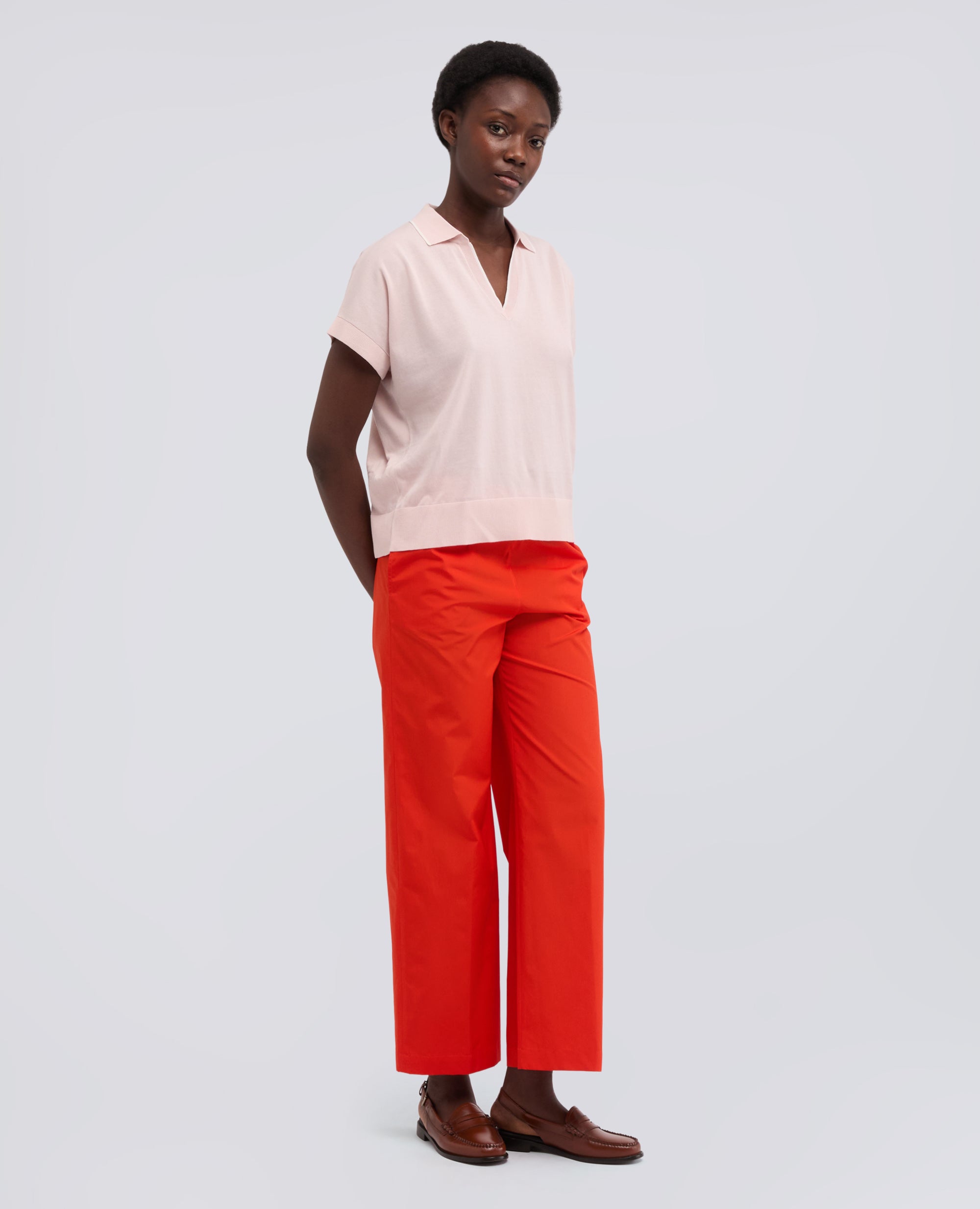 BAUMWOLL-POPLIN-HOSEN - ROSSO - ASPESI