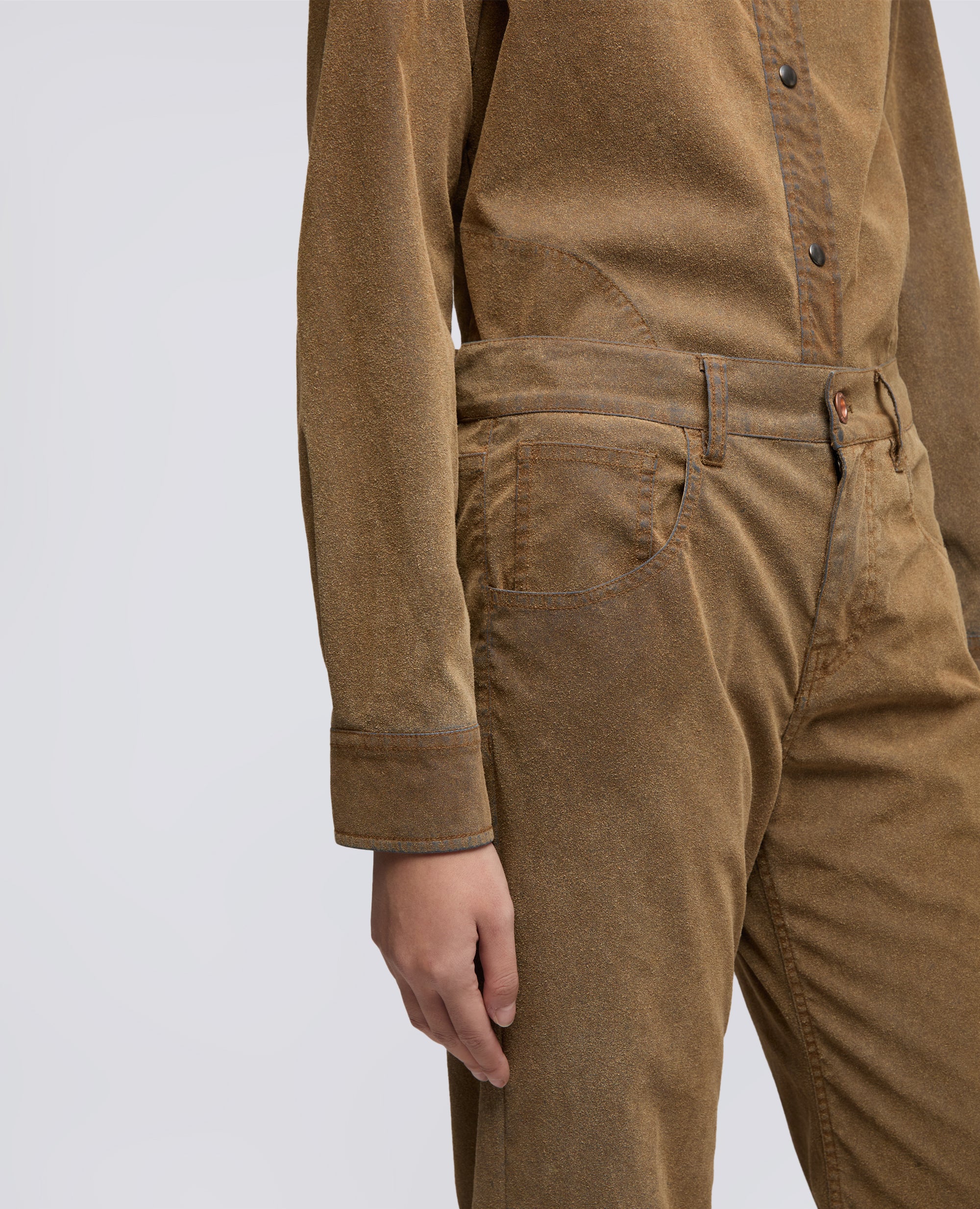 PANTALONE IN CHAMBRAY FLOCCATO - BEIGE - ASPESI