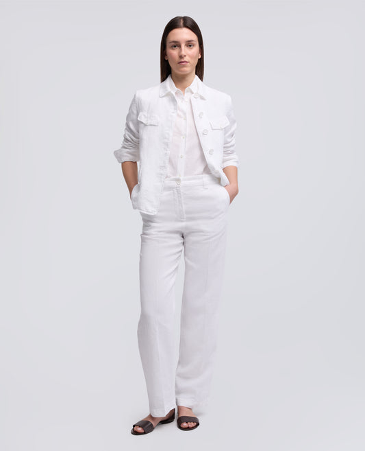 PANTALONE IN LINO FIAMMATO COMPATTO TINTO CAPO - BIANCO - ASPESI