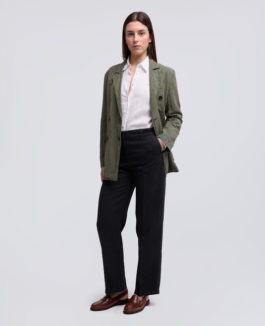 PANTALONE IN LINO FIAMMATO COMPATTO TINTO CAPO - BLU - ASPESI