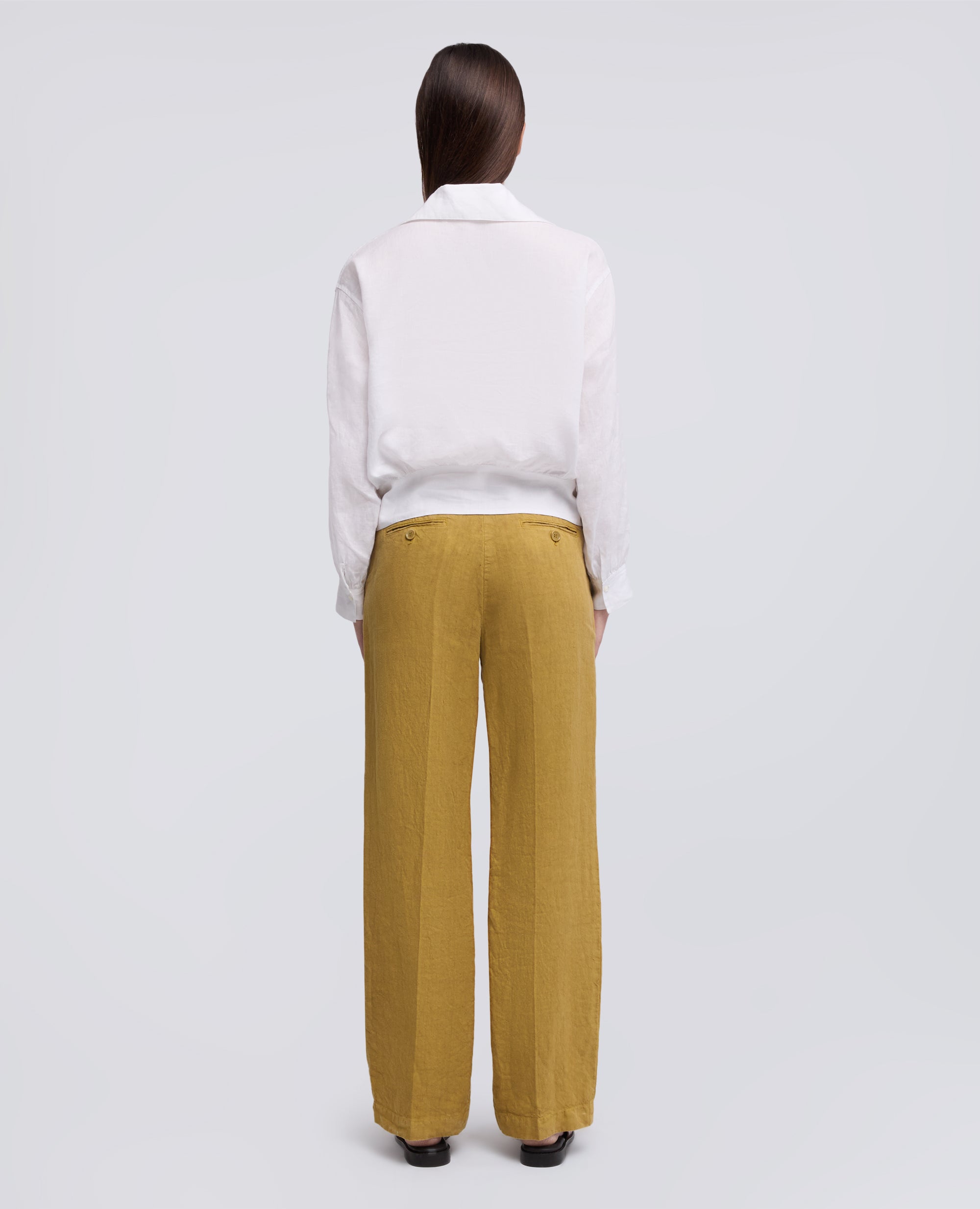 PANTALON COMPACT EN LIN SLUB TEINT ALA TEINTE - GIALLO - ASPESI