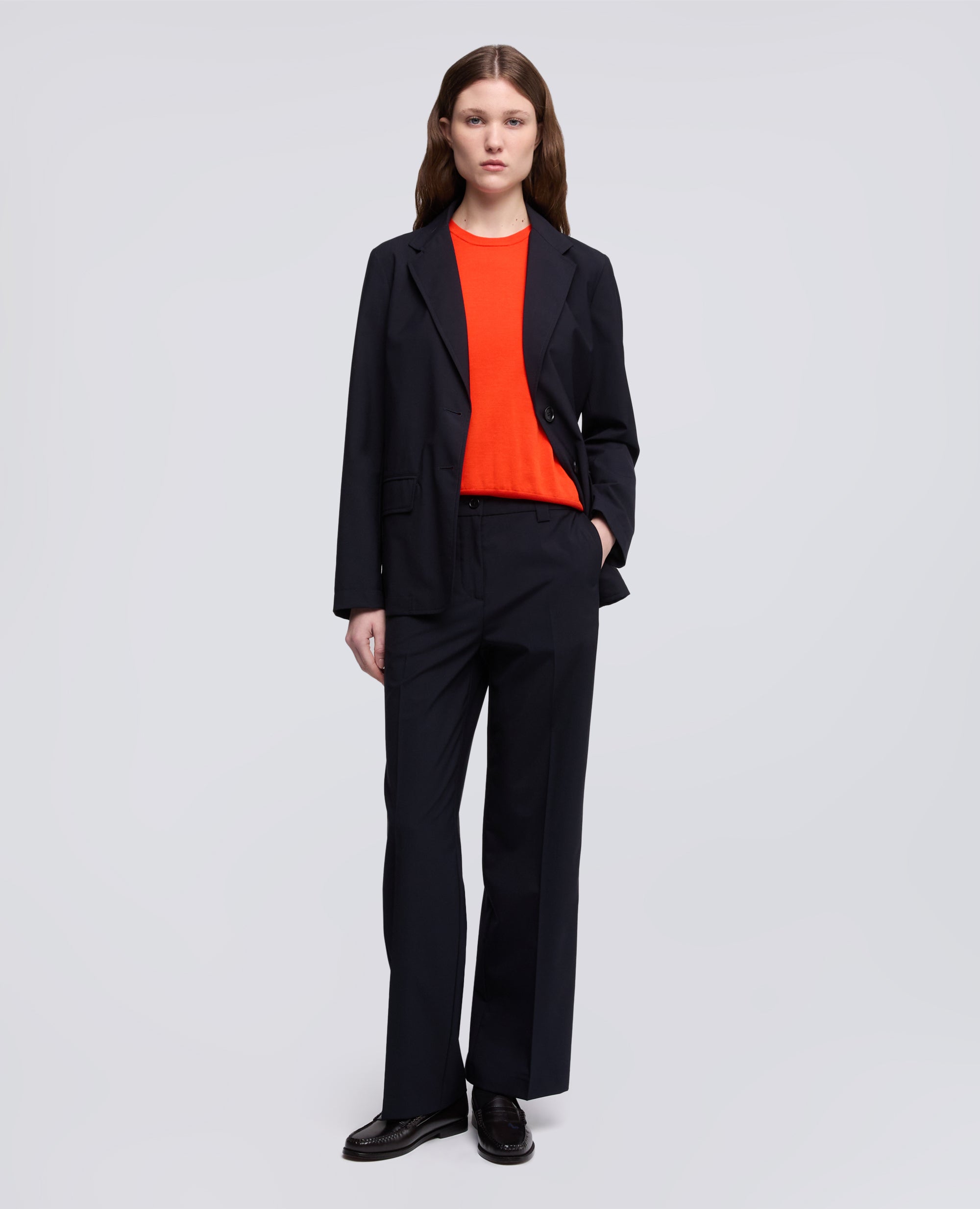 TROUSERS IN TECHNICAL CANVAS IN WOOL AND POLYESTER MICROFIBER - BLU - ASPESI