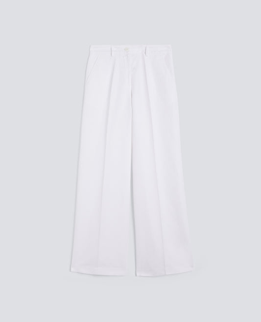 PANTALONE IN GABARDINA COTONE E LINO TINTO CAPO - BIANCO - ASPESI