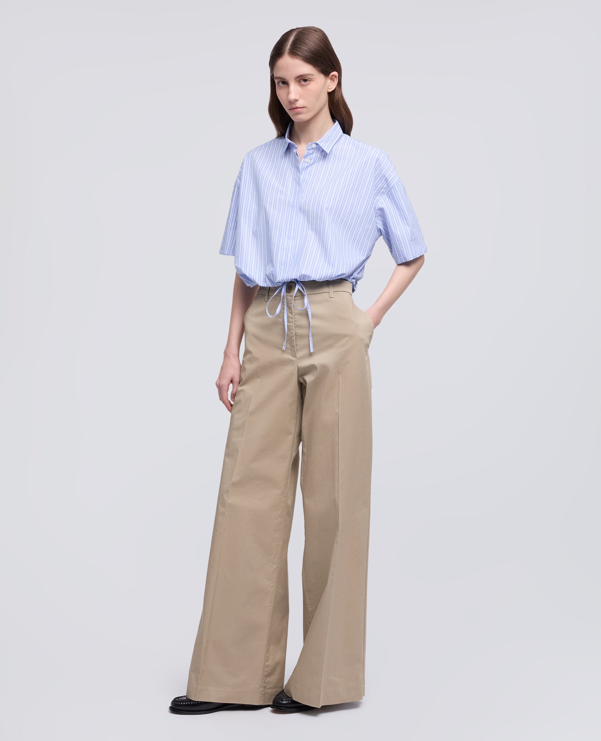 PANTALON EN SERGE DE COTON EXTENSIBLE - BEIGE - ASPESI