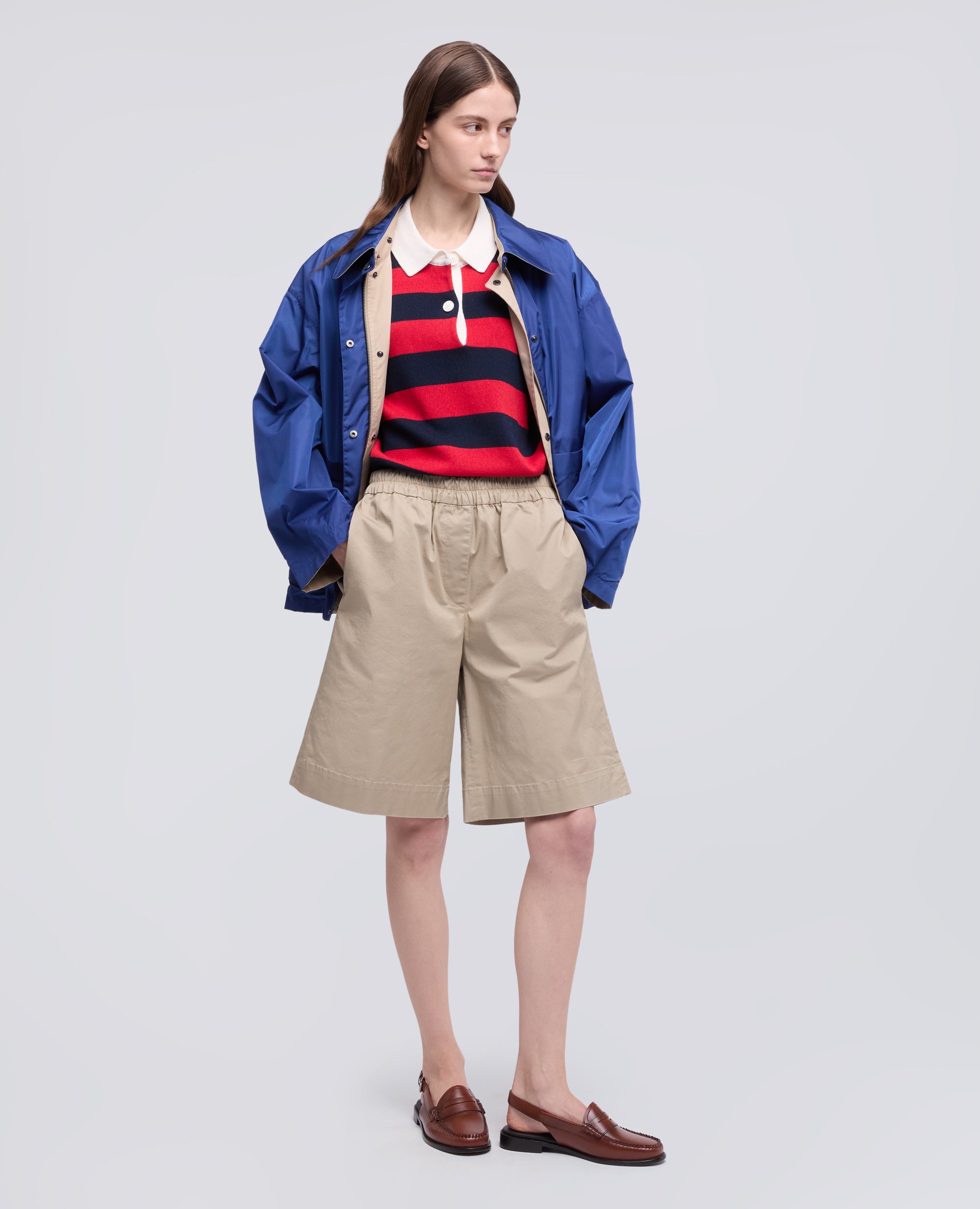 SHORT BERMUDA EN SERGE EN COTON EXTENSIBLE - BEIGE - ASPESI