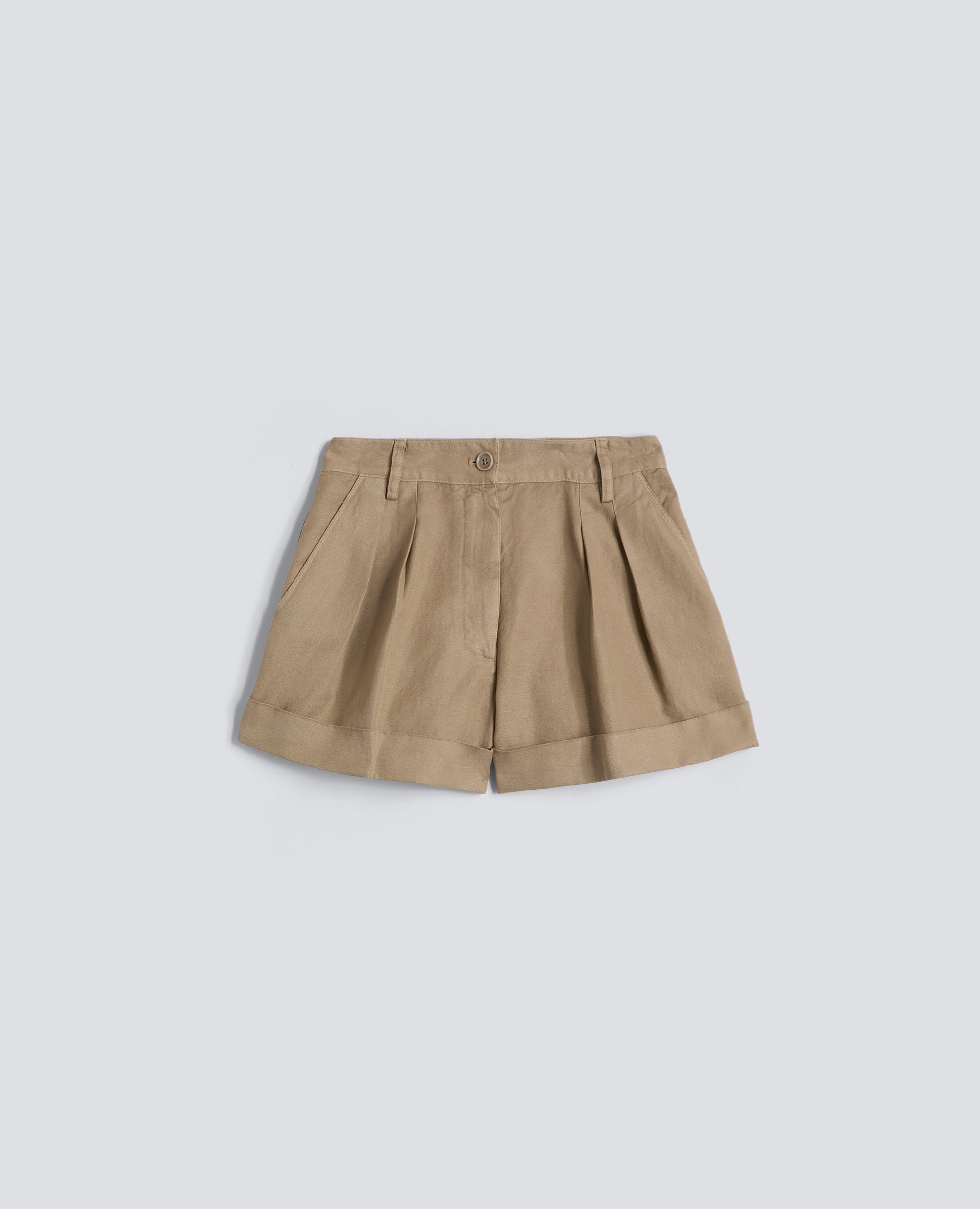 SHORT IN GABARDINA COTONE E LINO TINTO CAPO - BEIGE - ASPESI