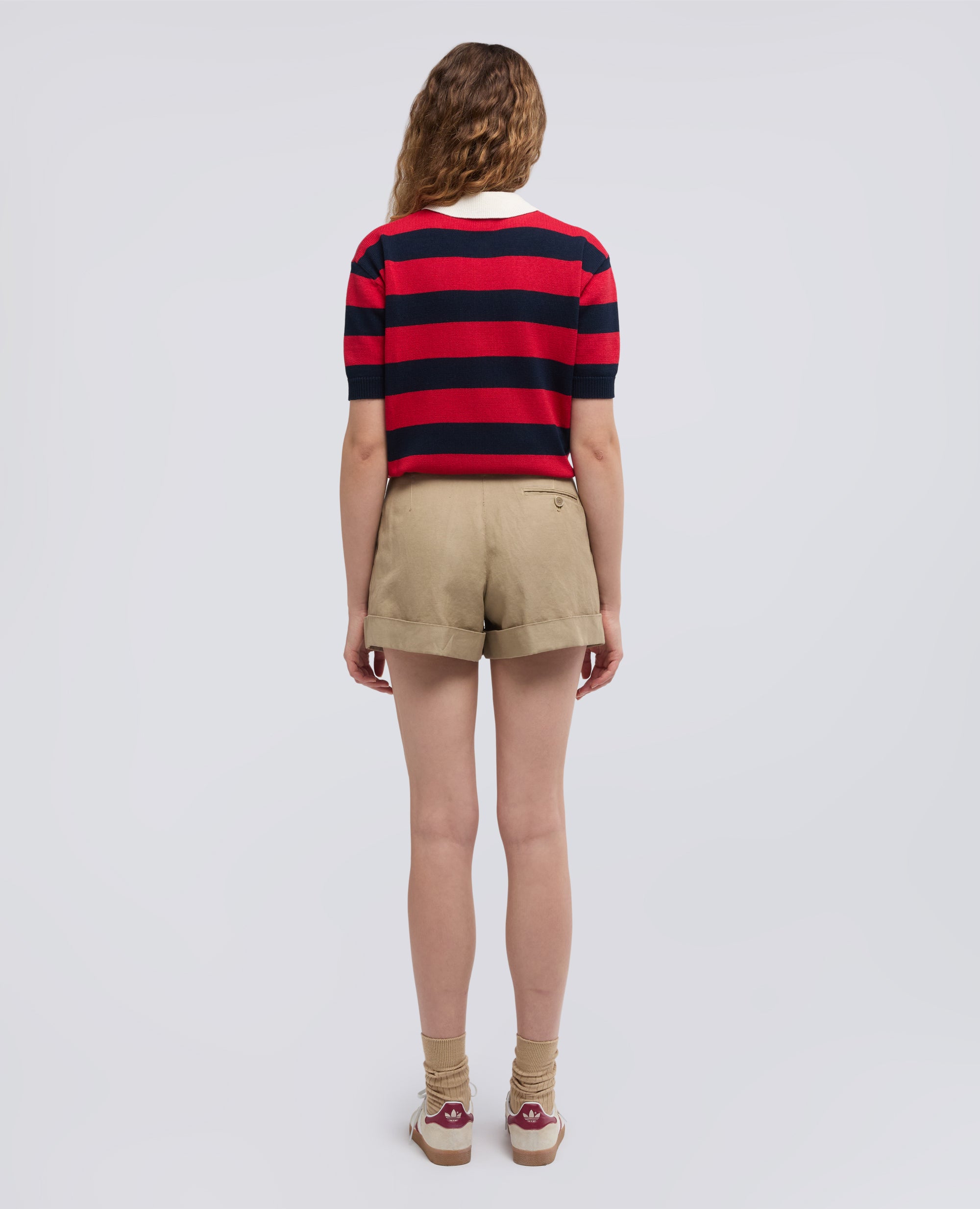 SHORT IN GABARDINA COTONE E LINO TINTO CAPO - BEIGE - ASPESI