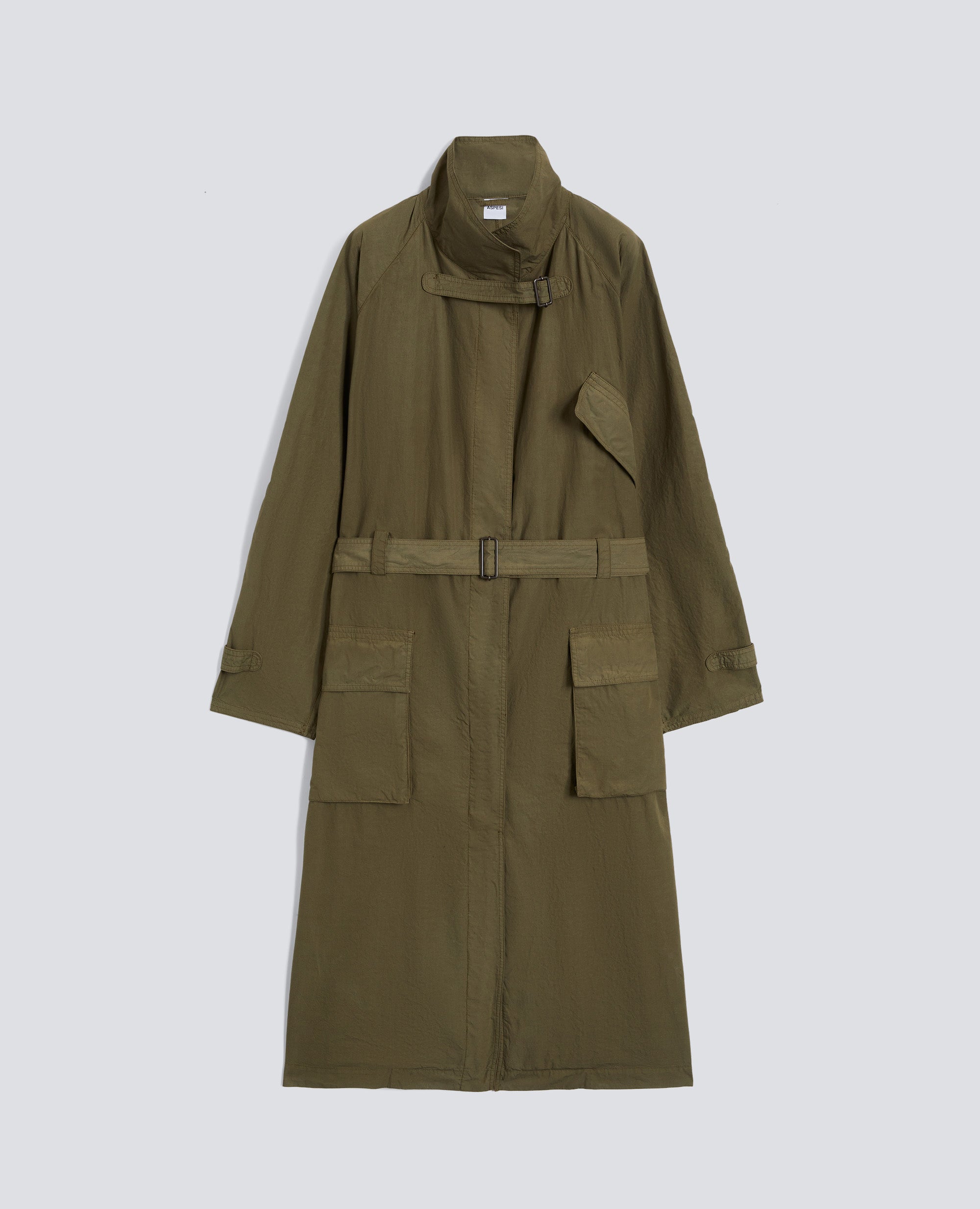 TEXTILGEFARBTER BAUMWOLL-POPLIN-UBERMANTEL - VERDE - ASPESI
