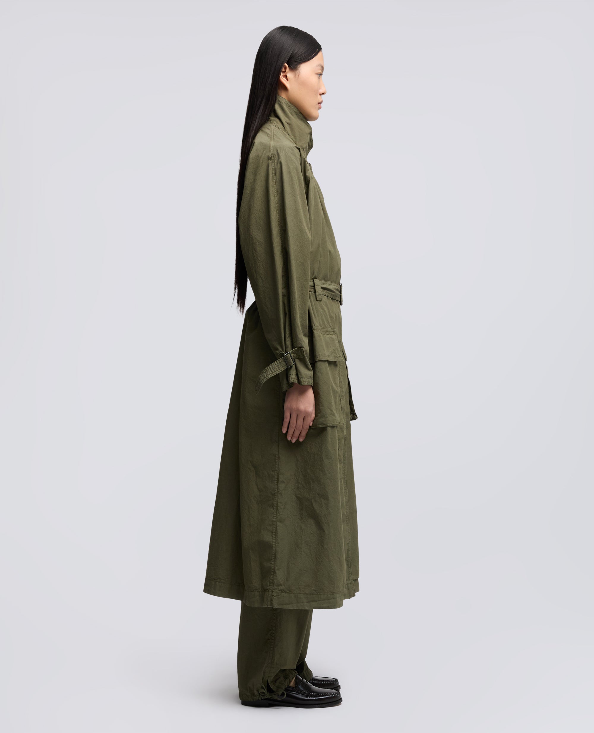 TEXTILGEFARBTER BAUMWOLL-POPLIN-UBERMANTEL - VERDE - ASPESI