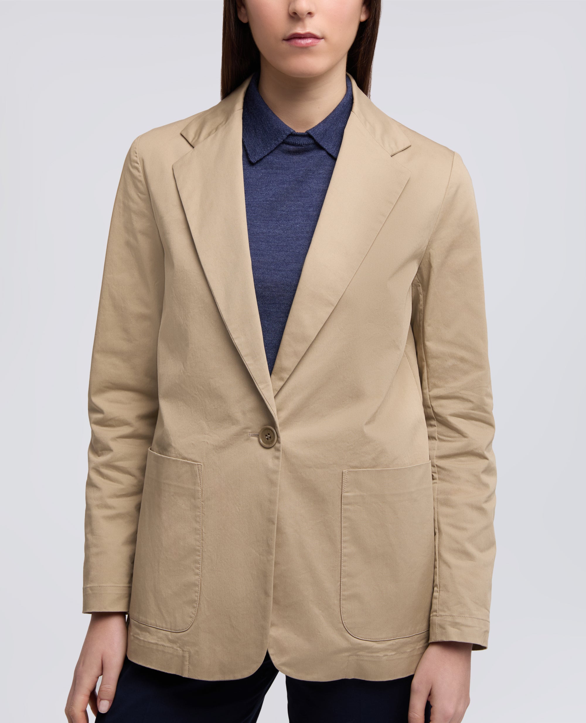 VESTE SIMPLE CROISEE DECONSTRUITE EN SERGE DE COTON - BEIGE - ASPESI