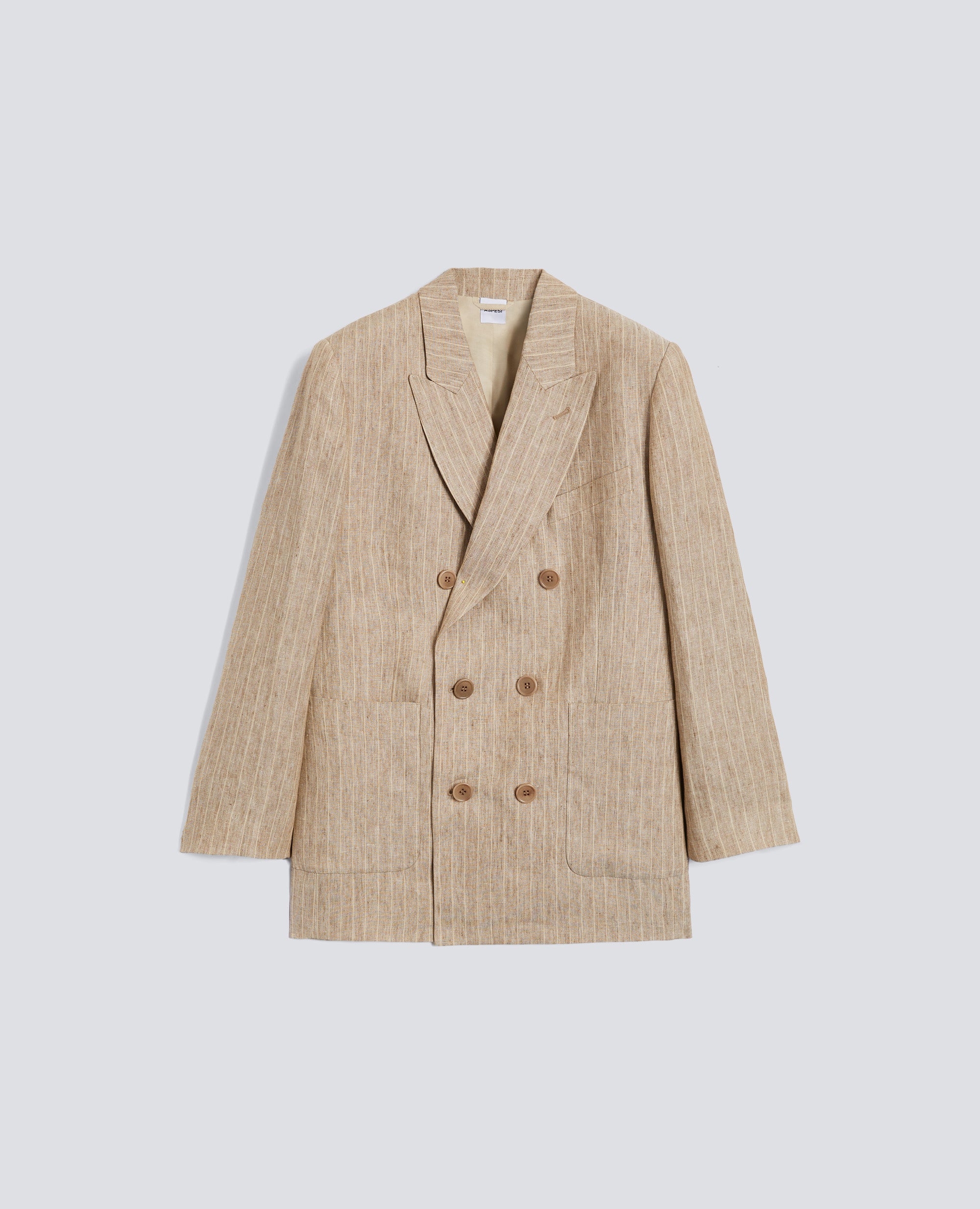 GIACCA UNISEX IN LINO TINTO FILO EFFETTO DELAVE' - BEIGE - ASPESI
