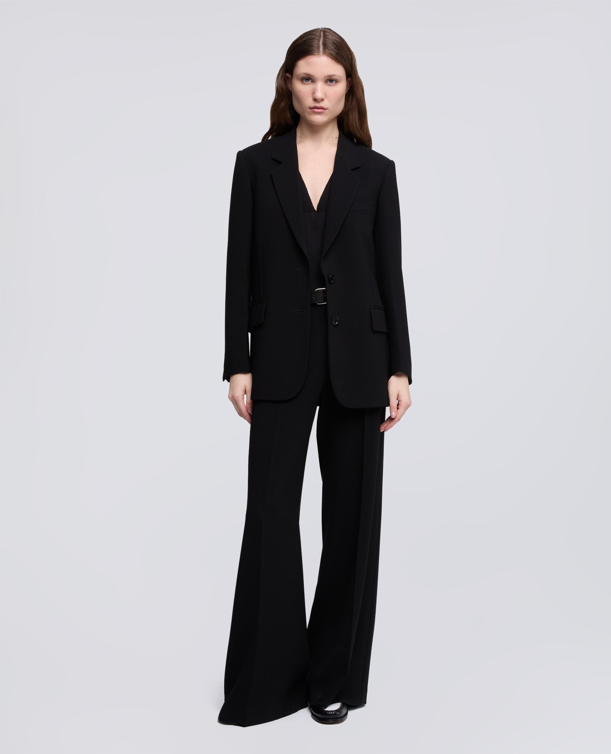 EINREIHIGE JACKE AUS POLYESTER-TRIACETAT CREPE CADY - NERO - ASPESI