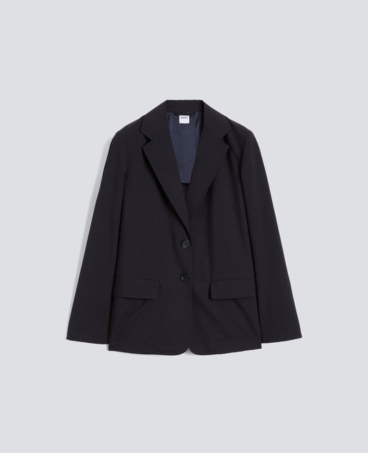 CHAQUETA DESMONTADA DE UN SOLO CRUZADO EN LONA DE LANA TECNICA Y MICROFIBRA DE POLIESTER - BLU - ASPESI