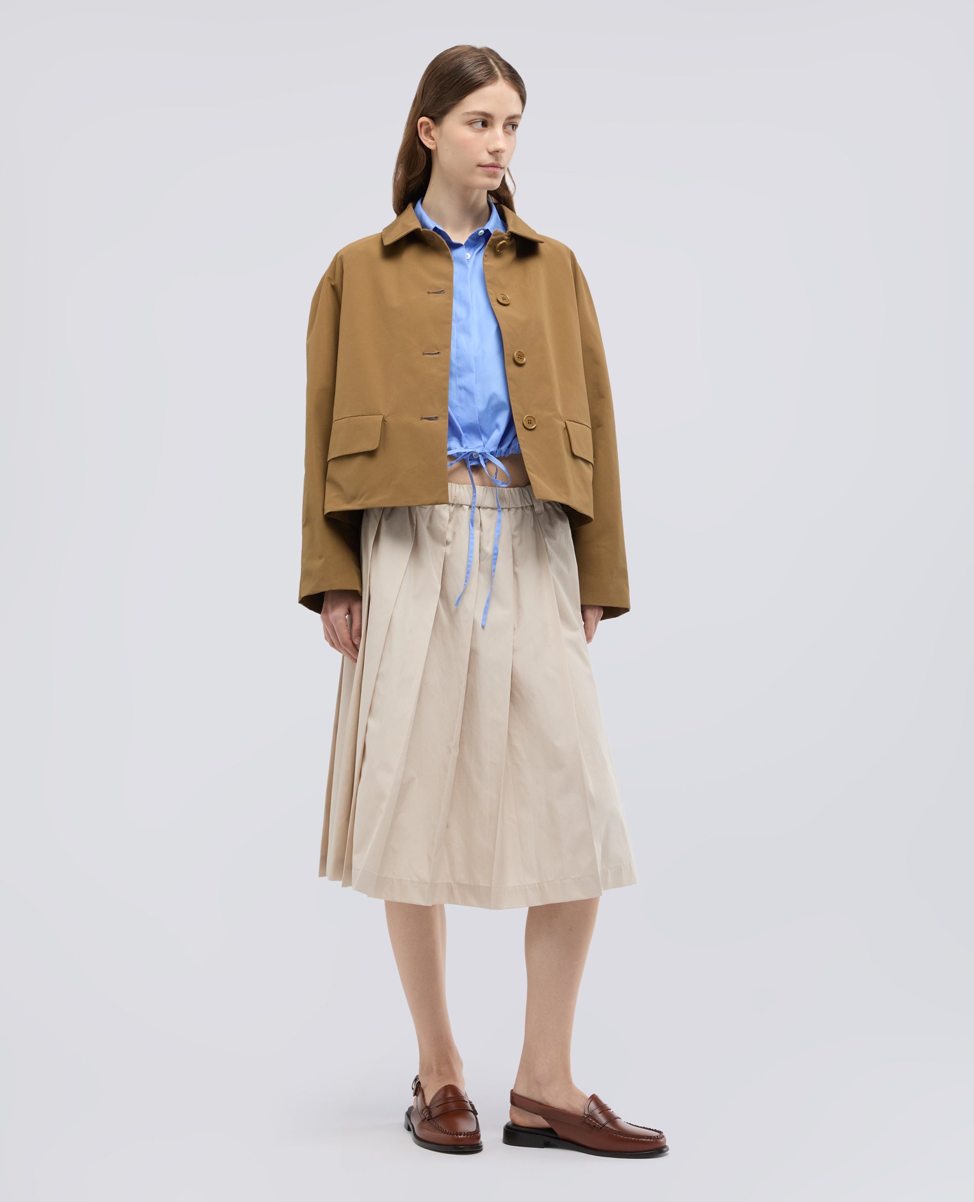 FALDA PLISADA DE ALGODON POPELINA - BEIGE - ASPESI