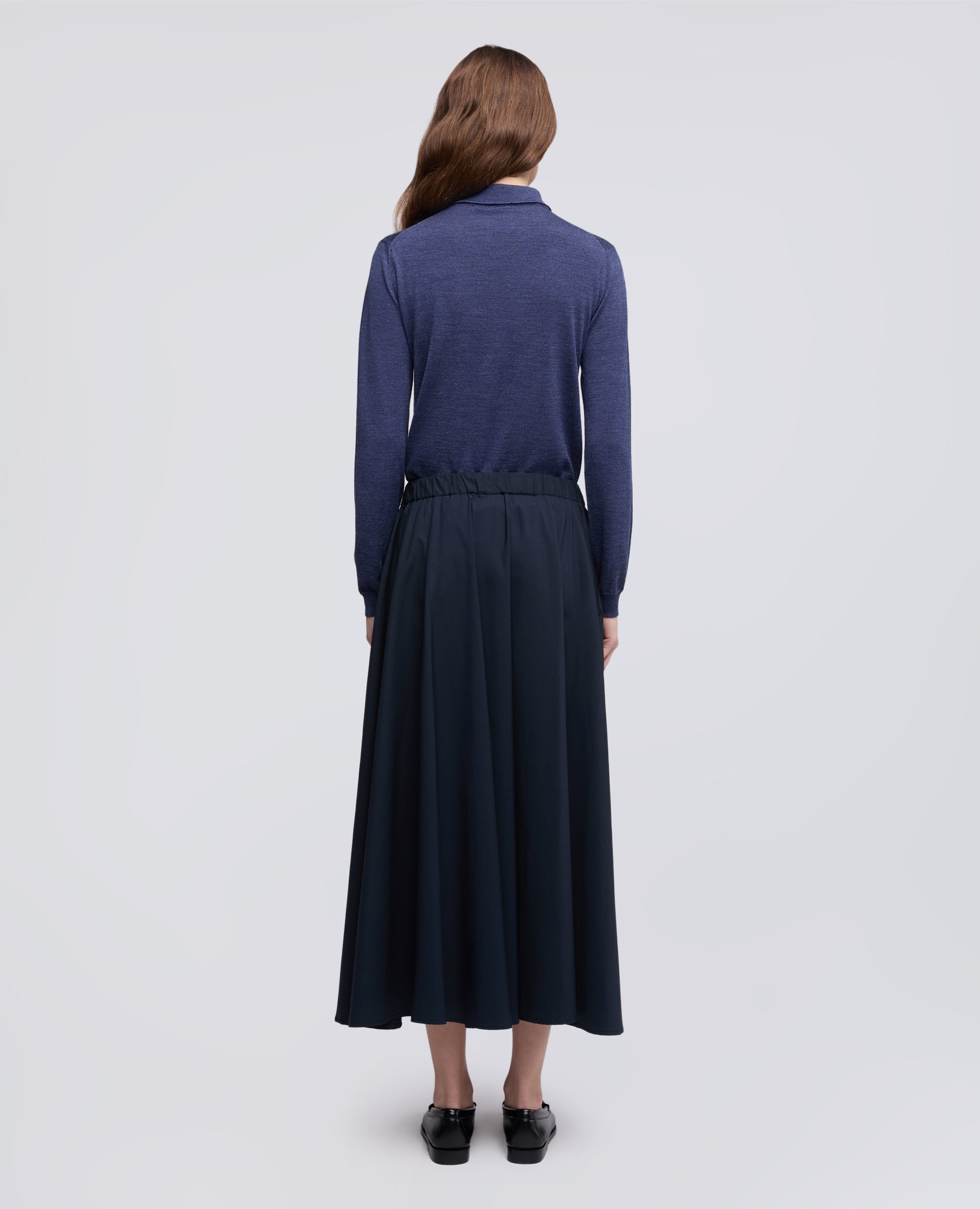 FALDA DE ALGODON POPELINA Y NAILON ELASTICO - BLU - ASPESI