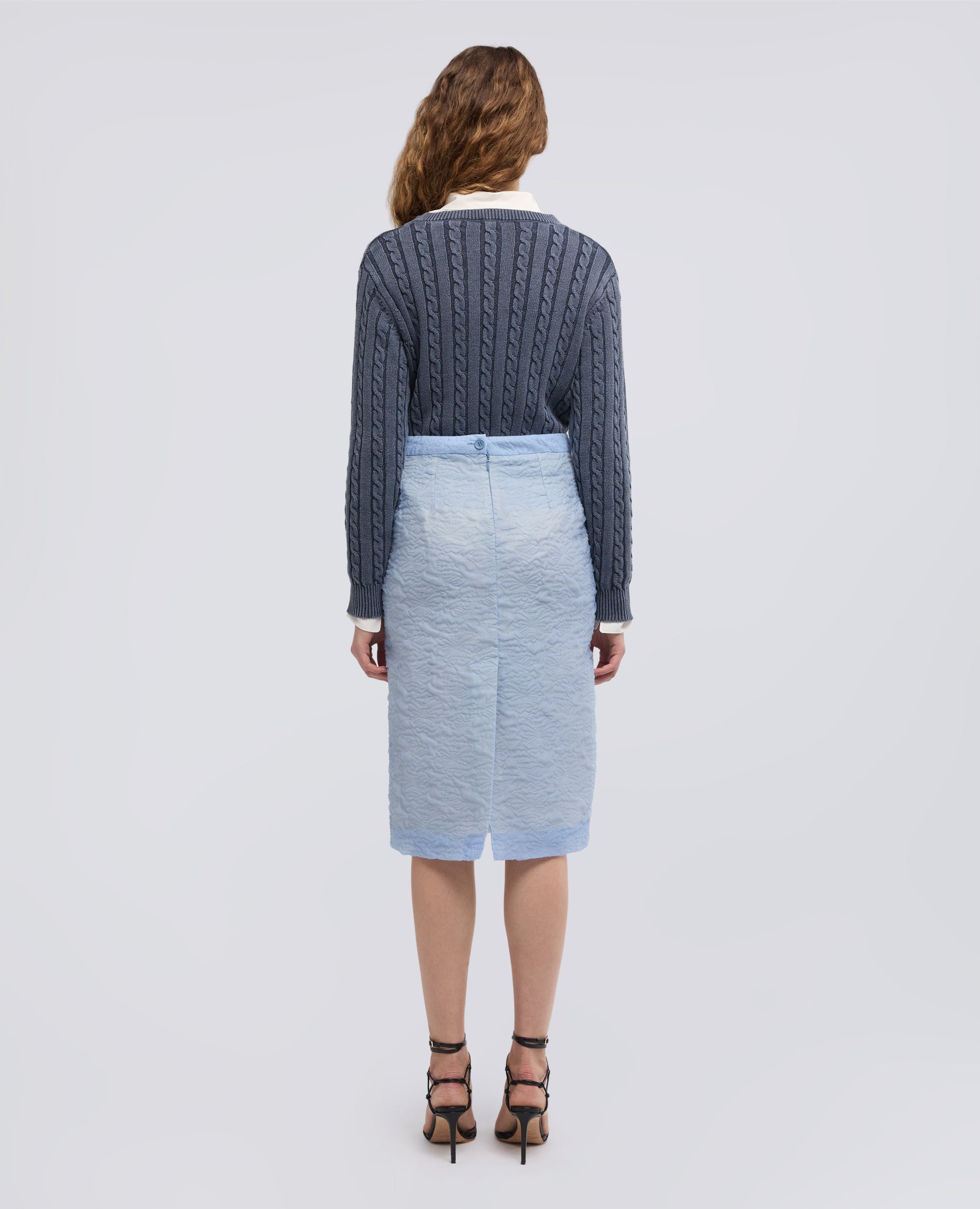 GONNA TUBINO IN CLOQUE DI COTONE E NYLON - AZZURRO - ASPESI