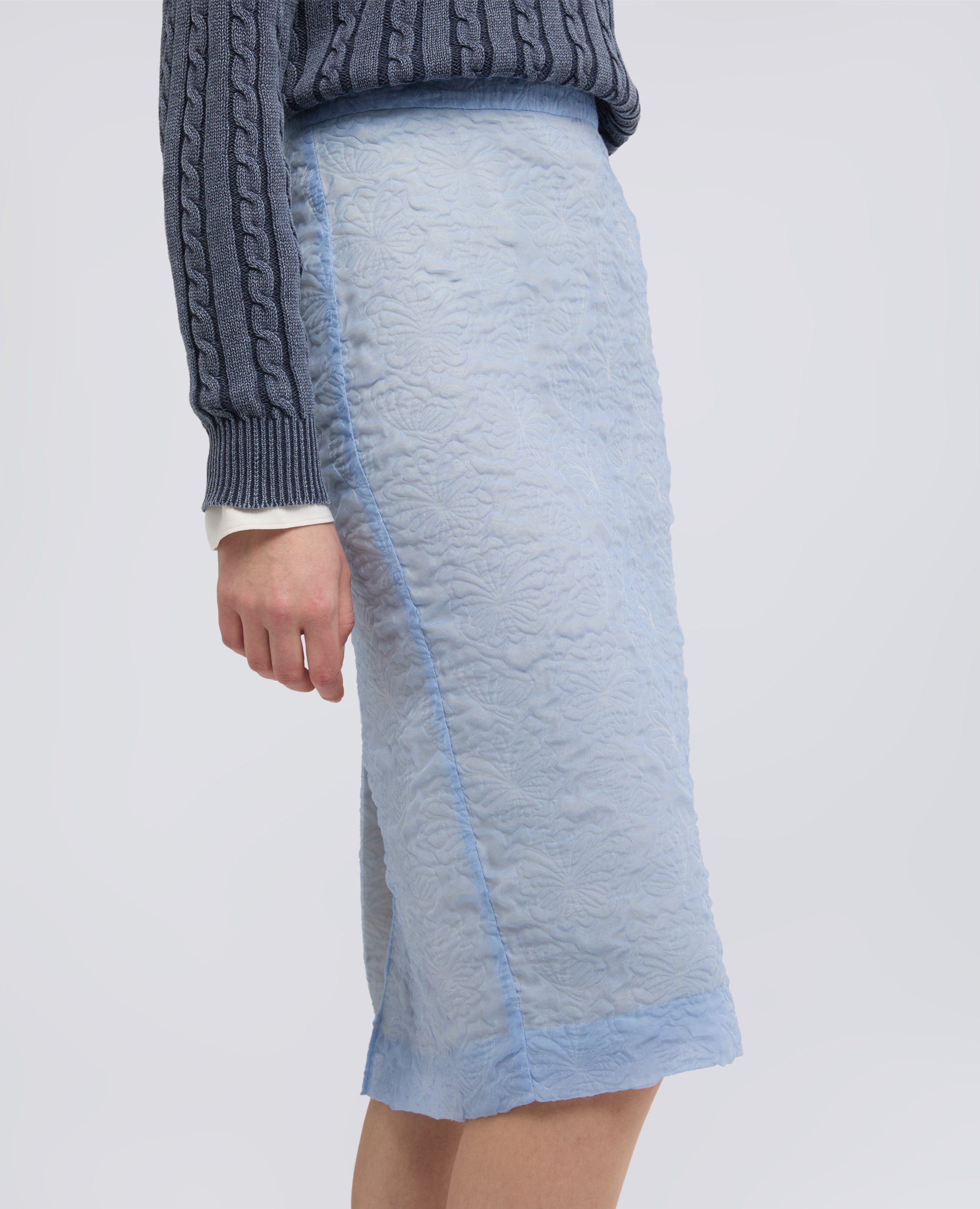 GONNA TUBINO IN CLOQUE DI COTONE E NYLON - AZZURRO - ASPESI