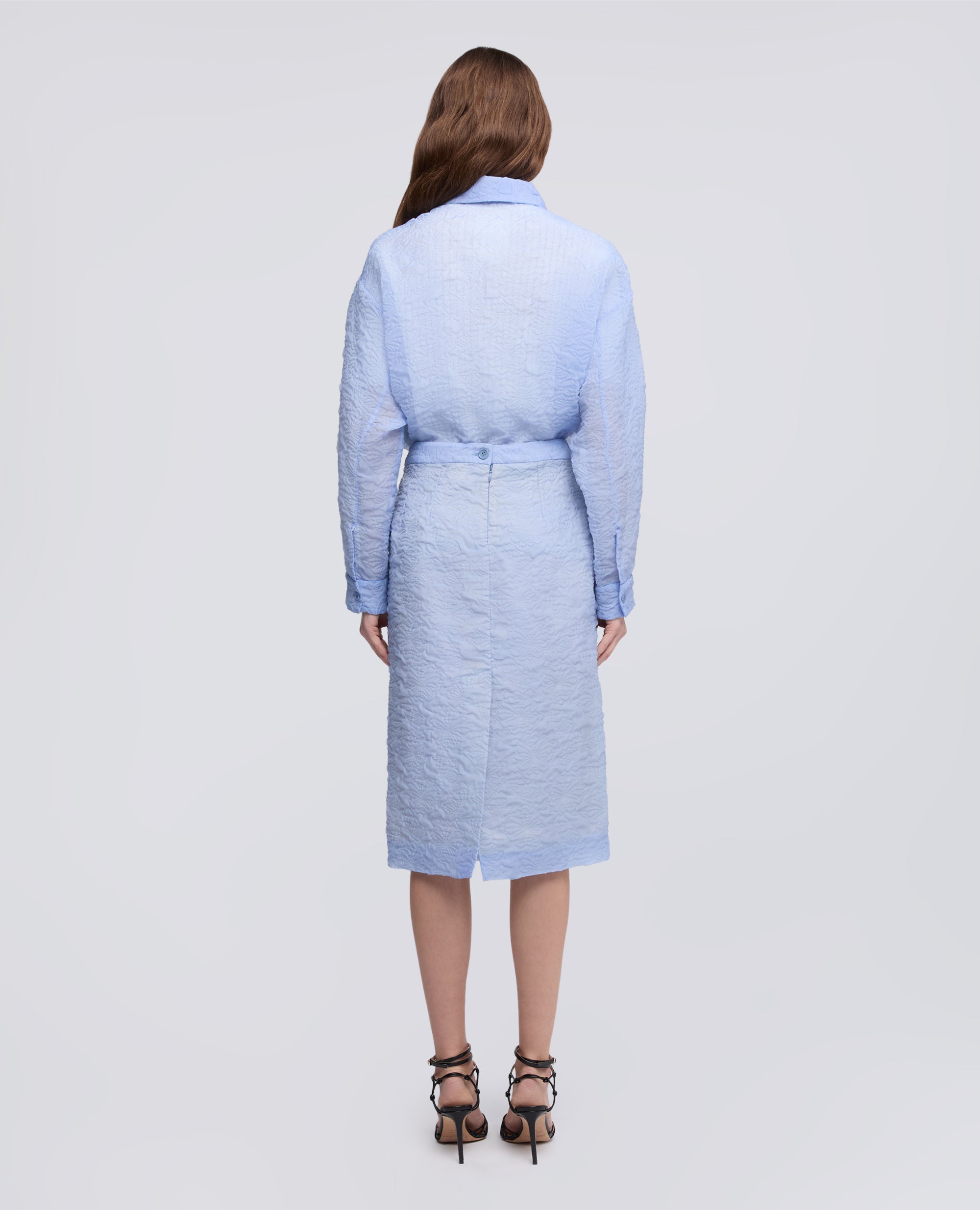 GONNA TUBINO IN CLOQUE DI COTONE E NYLON - AZZURRO - ASPESI