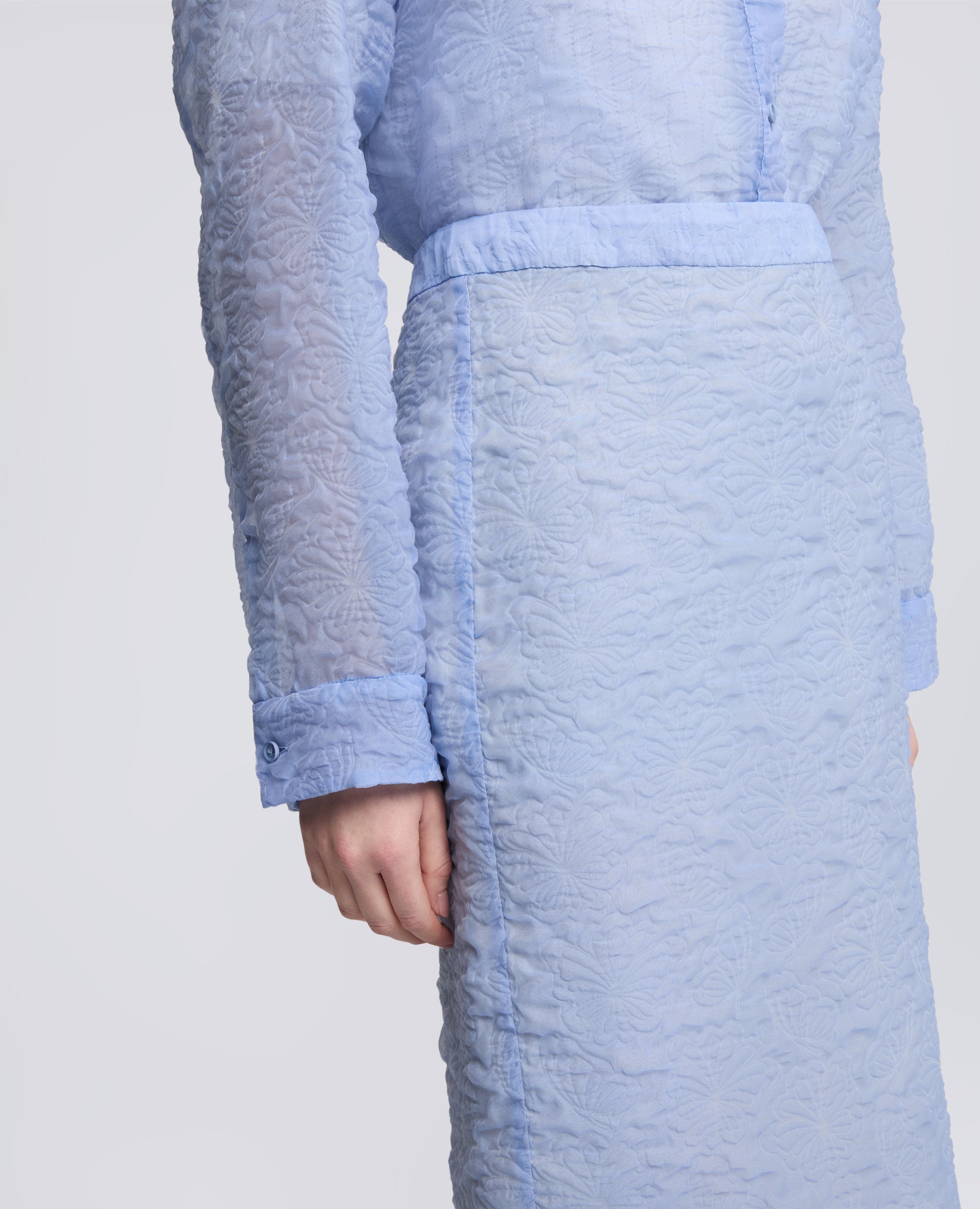 GONNA TUBINO IN CLOQUE DI COTONE E NYLON - AZZURRO - ASPESI