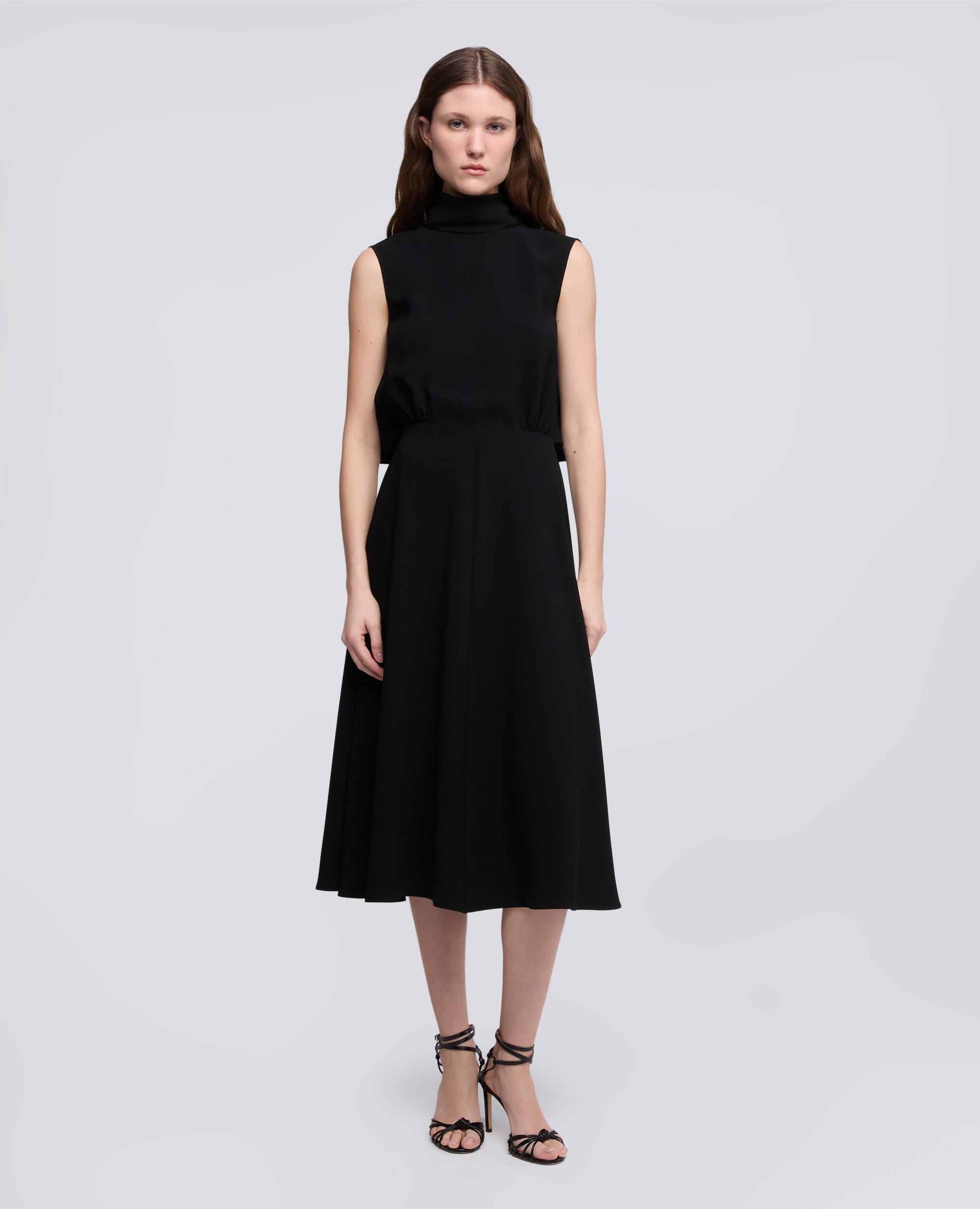 POLYESTER TRIACETATE CREPE CADY DRESS - NERO - ASPESI