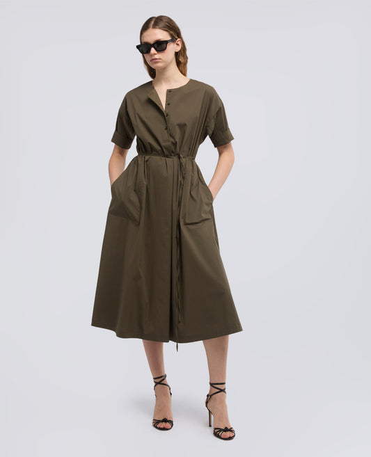 VESTIDO DE ALGODON DE ALGODON ELASTICO - VERDE - ASPESI