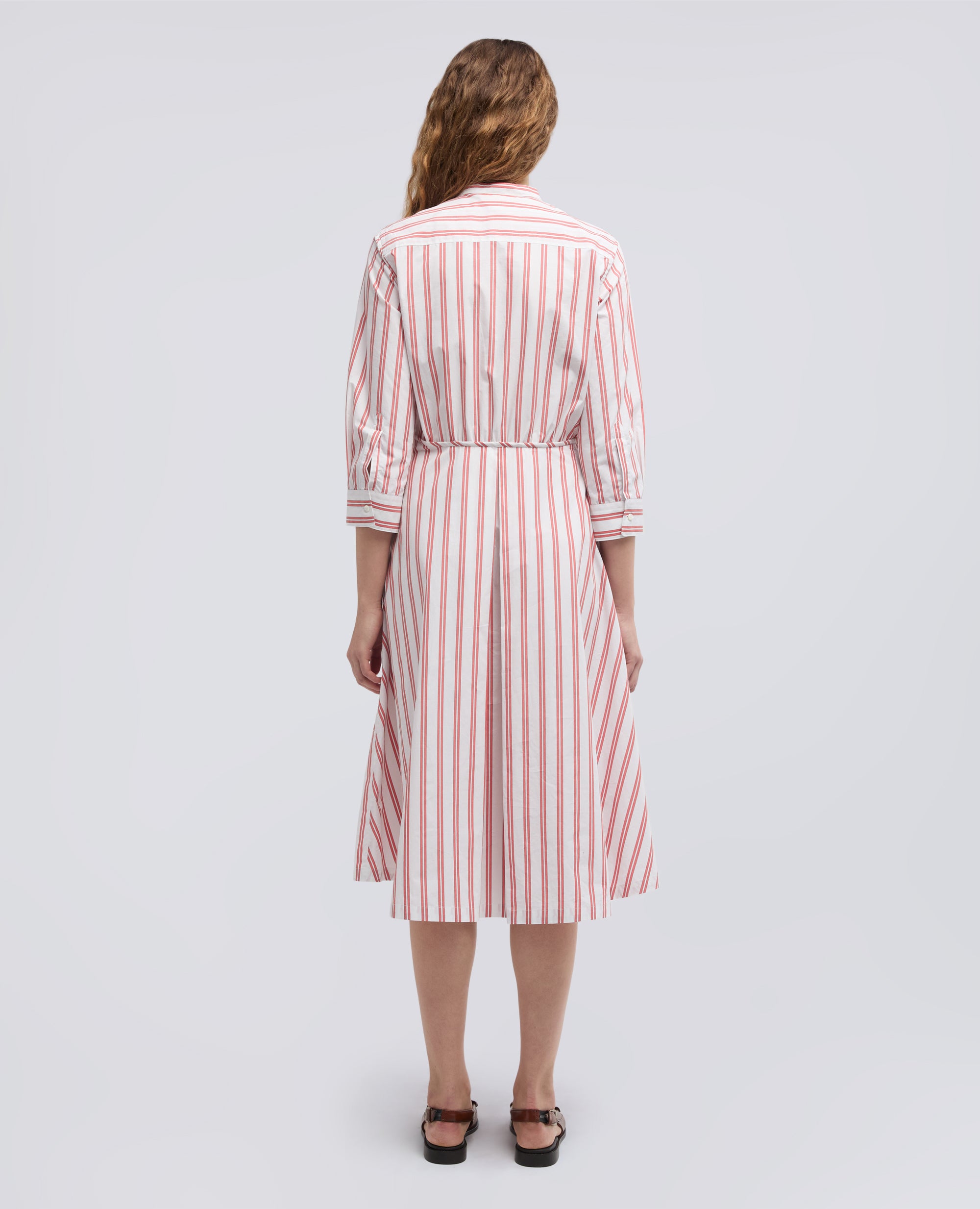 ABITO IN POPELINE DI COTONE A RIGHE - ROSSO - ASPESI