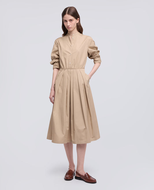 VESTIDO DE POPELINA DE ALGODON - BEIGE - ASPESI