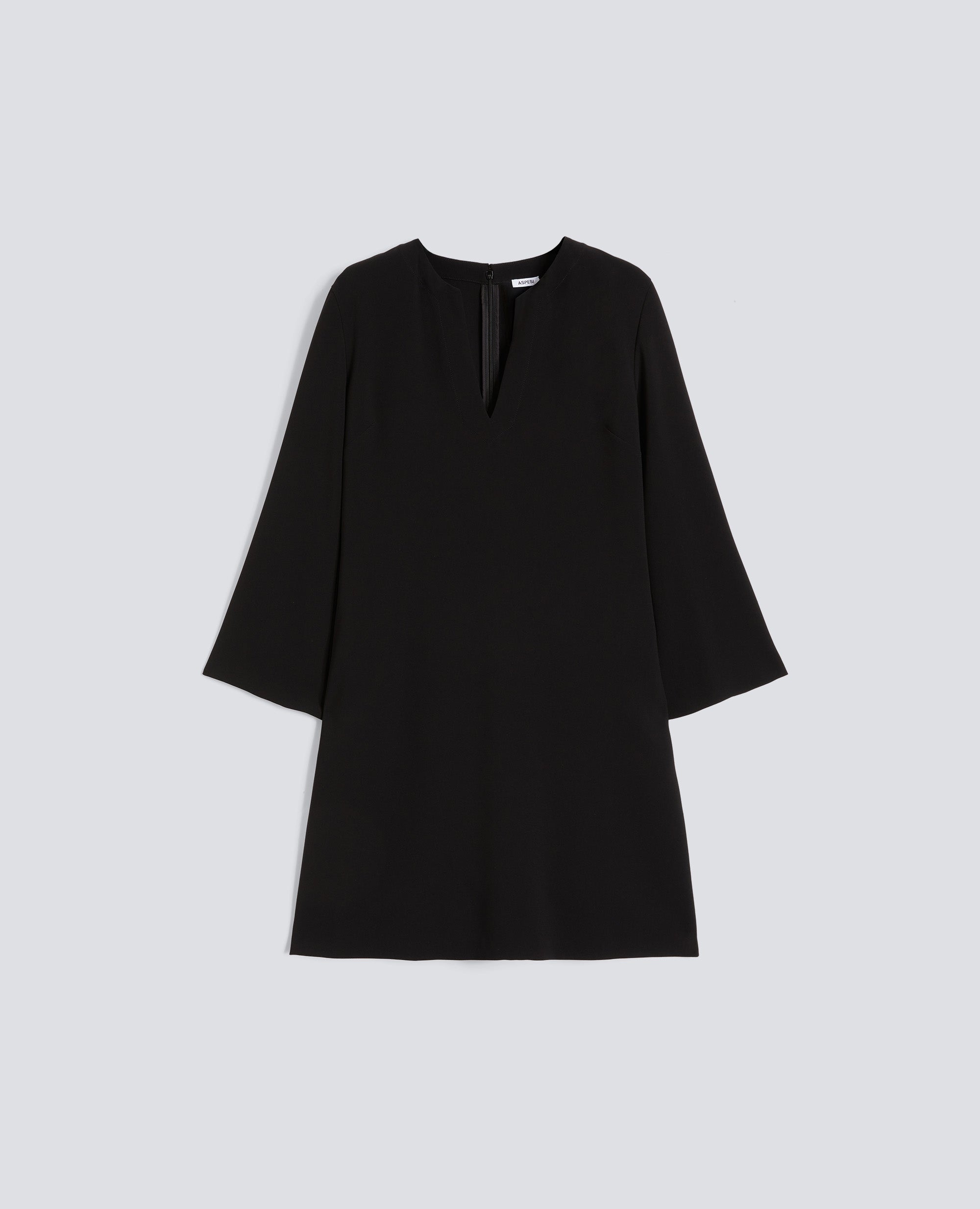 ROBE EN CREPE CADY EN TRIACETATE DE POLYESTER - NERO - ASPESI