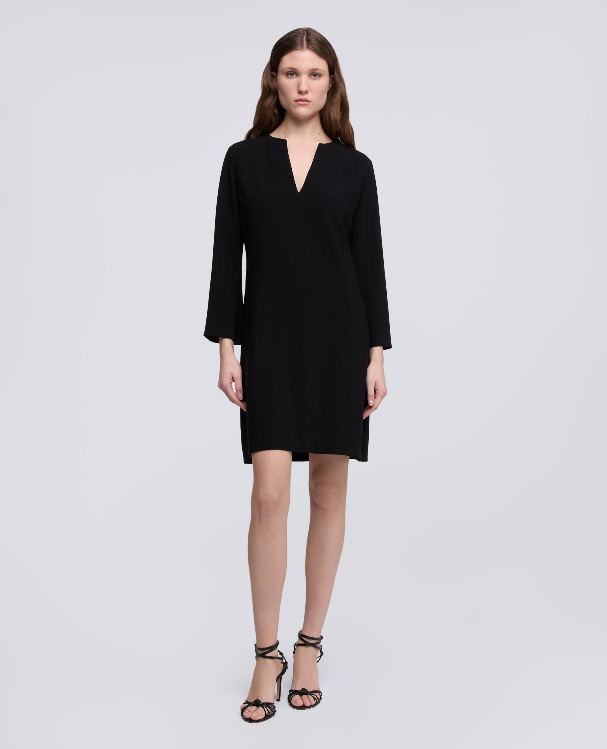 ROBE EN CREPE CADY EN TRIACETATE DE POLYESTER - NERO - ASPESI