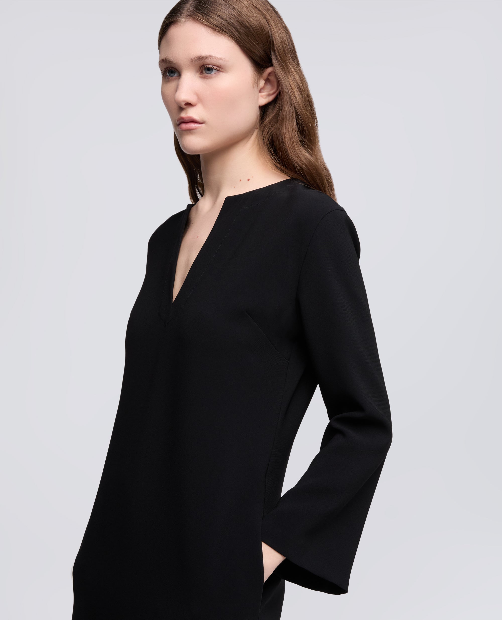 ROBE EN CREPE CADY EN TRIACETATE DE POLYESTER - NERO - ASPESI