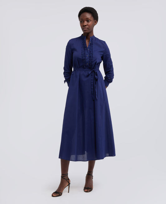 ROBE EN MOUSSELINE DE COTON - BLU - ASPESI