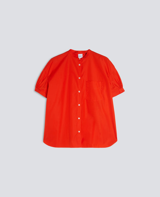 CAMICIA IN POPELINE DI PURO COTONE CON COLLO ALLA COREANA - ROSSO - ASPESI