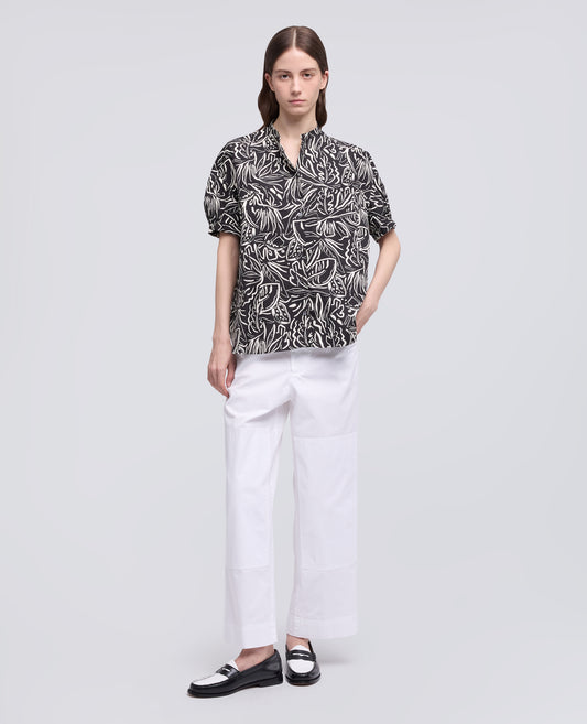CHEMISE EN COTON EN POPELINE AVEC COL MANDARIN - NERO - ASPESI