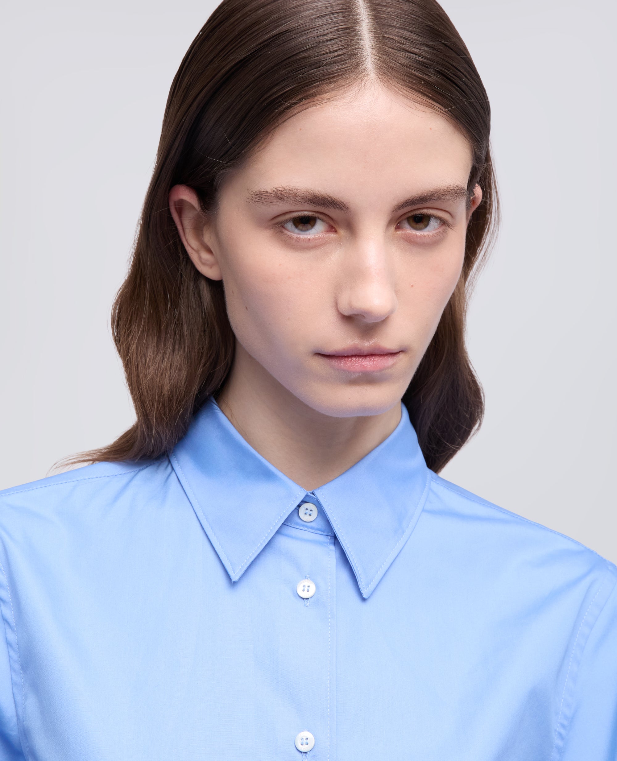 CAMICIA IN POPELINE DI COTONE - AZZURRO - ASPESI