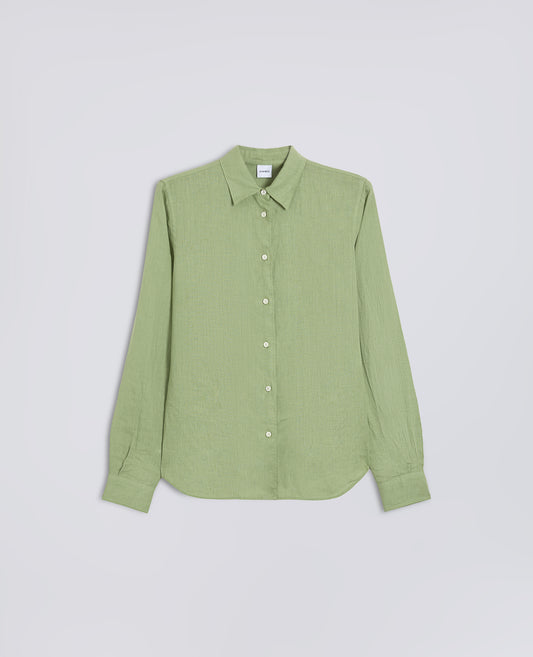 CAMICIA CLASSICA IN LINO LEGGERO TINTO CAPO - VERDE - ASPESI