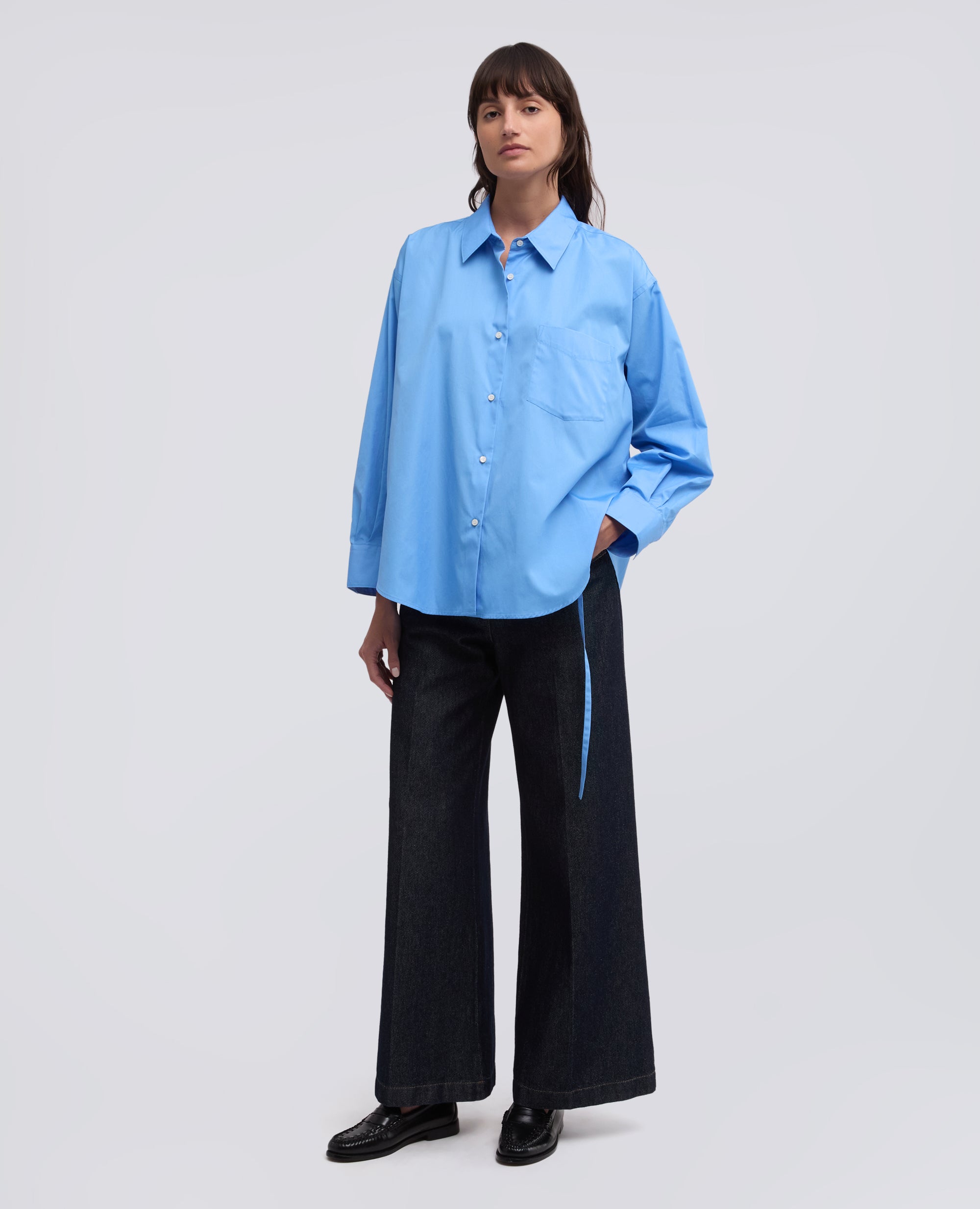 CAMISA DE ALGODON POPELINA - AZZURRO - ASPESI