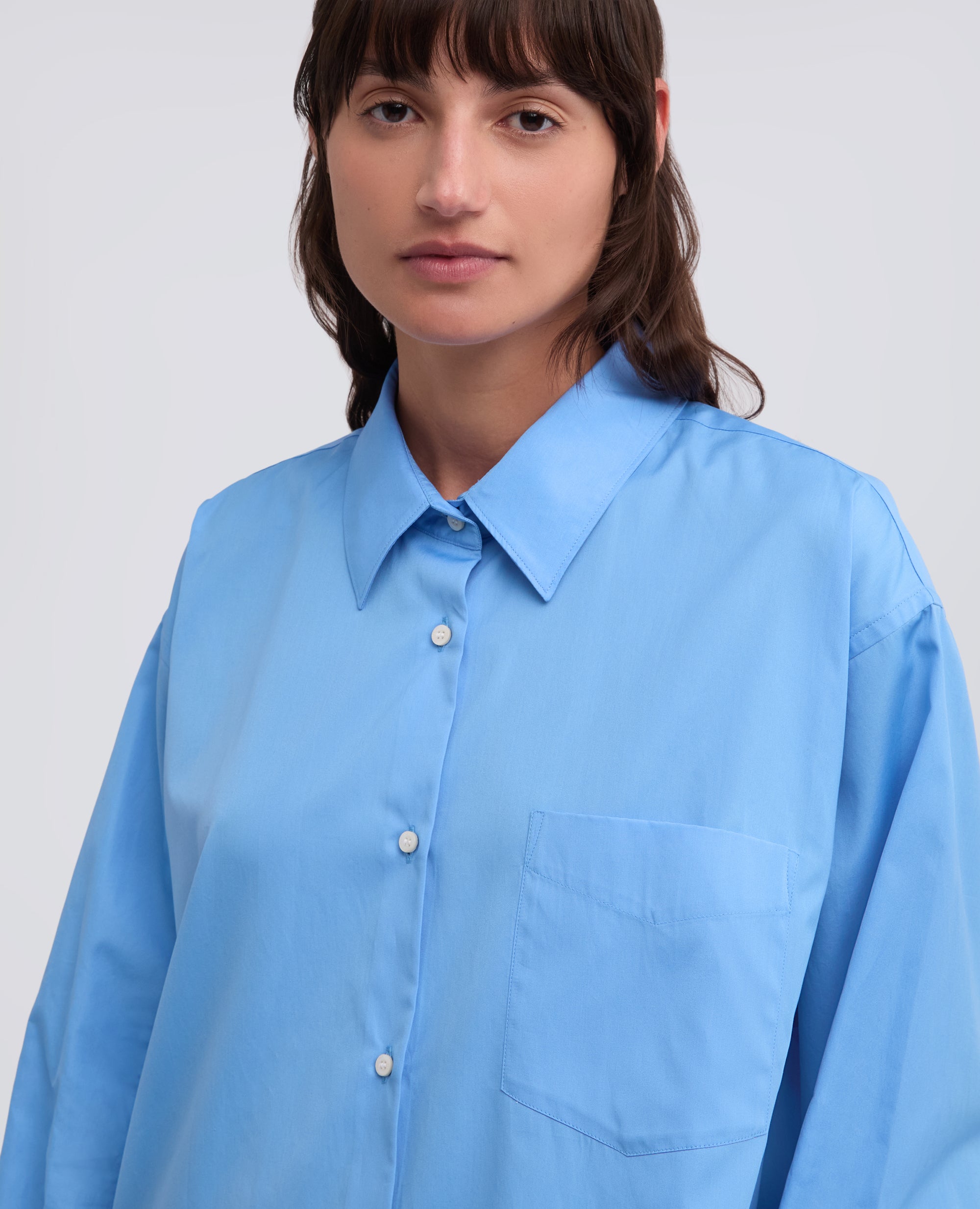 CAMISA DE ALGODON POPELINA - AZZURRO - ASPESI