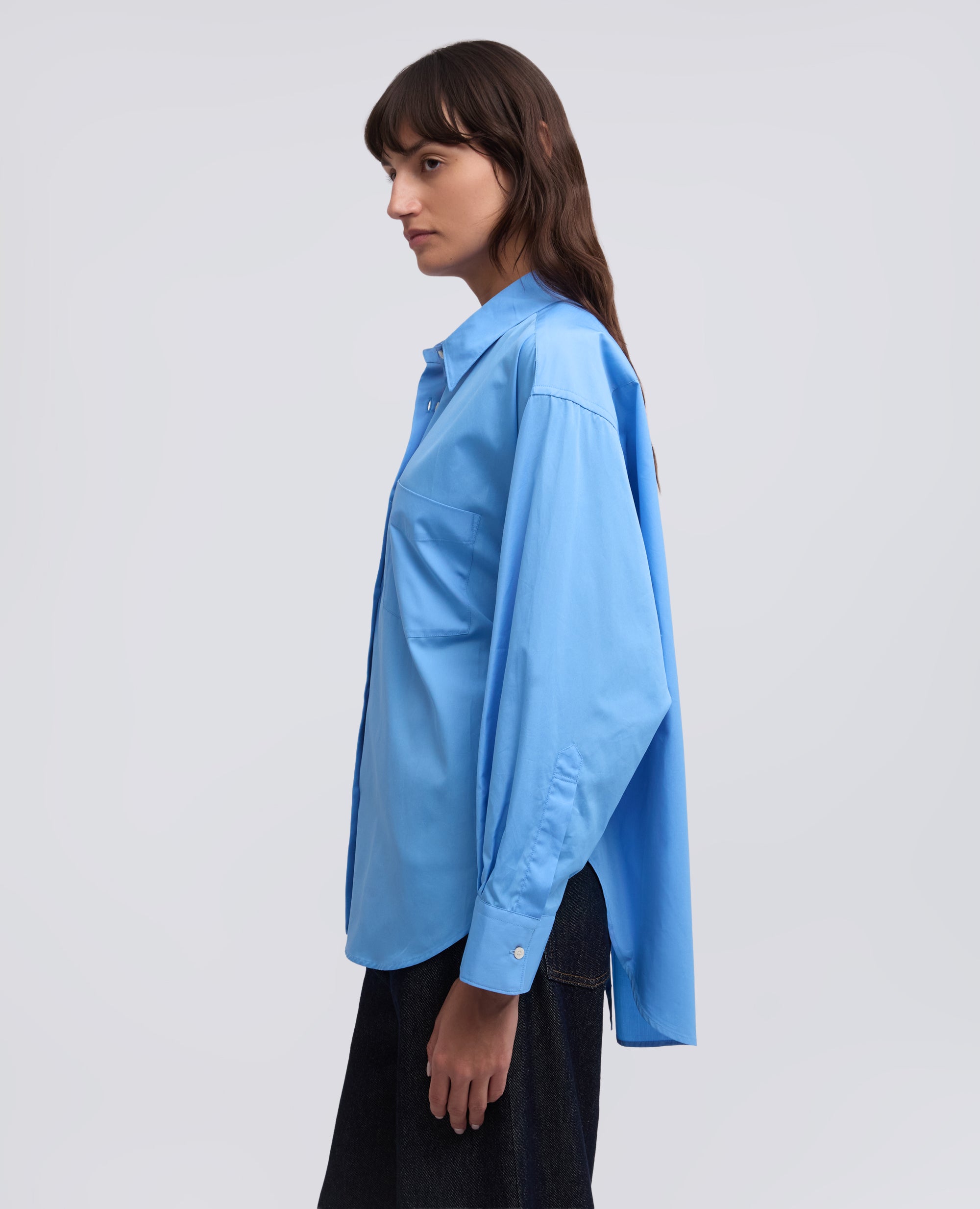 CAMISA DE ALGODON POPELINA - AZZURRO - ASPESI