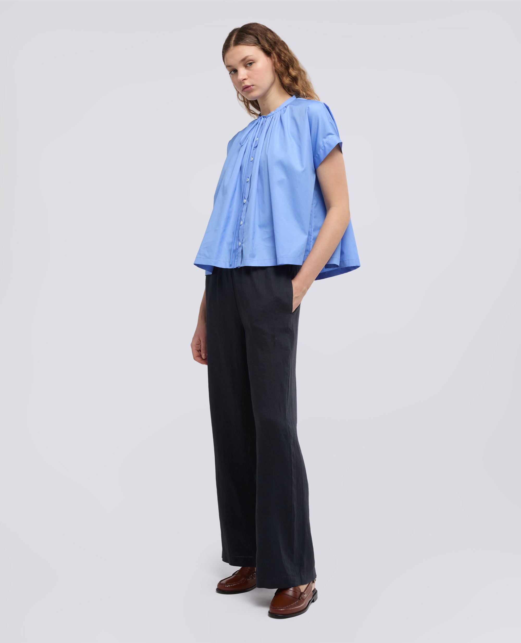 CAMICIA IN POPELINE DI COTONE - AZZURRO - ASPESI