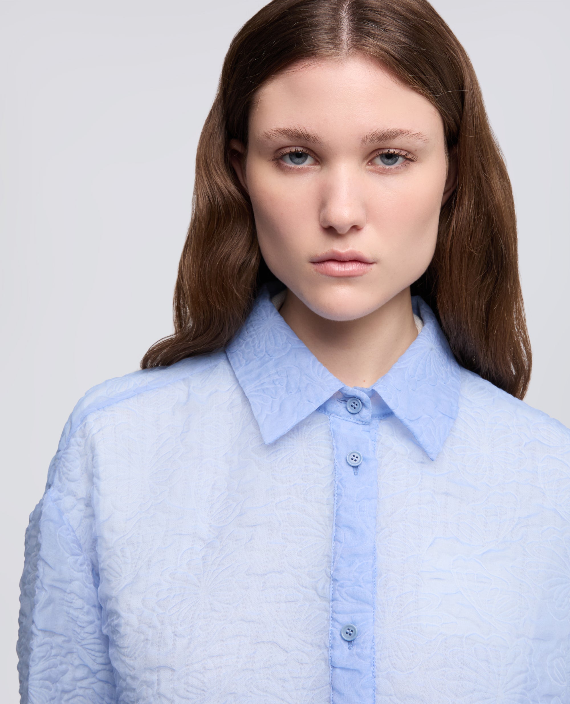 CLOQUE'-HEMD AUS BAUMWOLLNYLON - AZZURRO - ASPESI