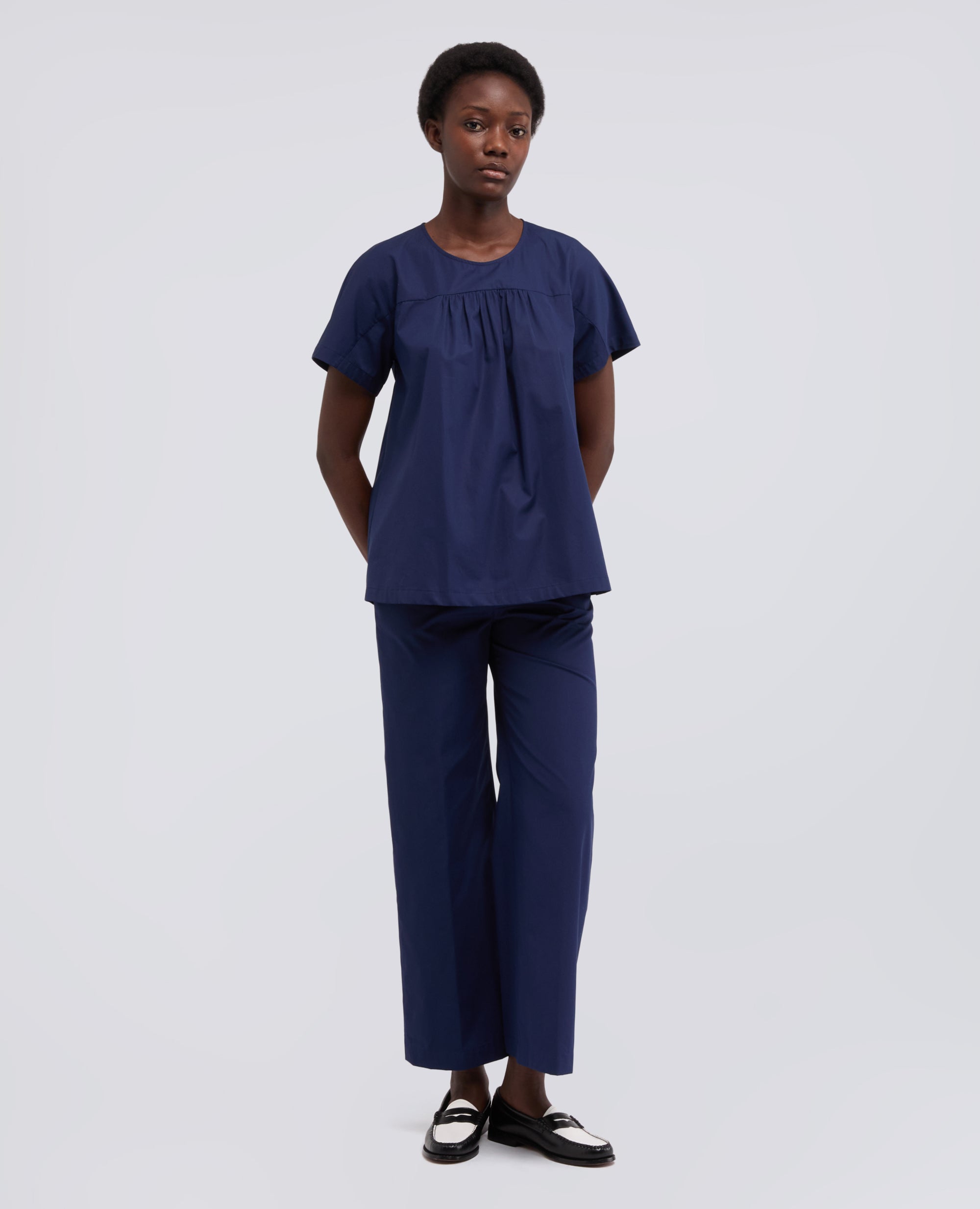 TOP IN POPELINE COTONE - BLU - ASPESI