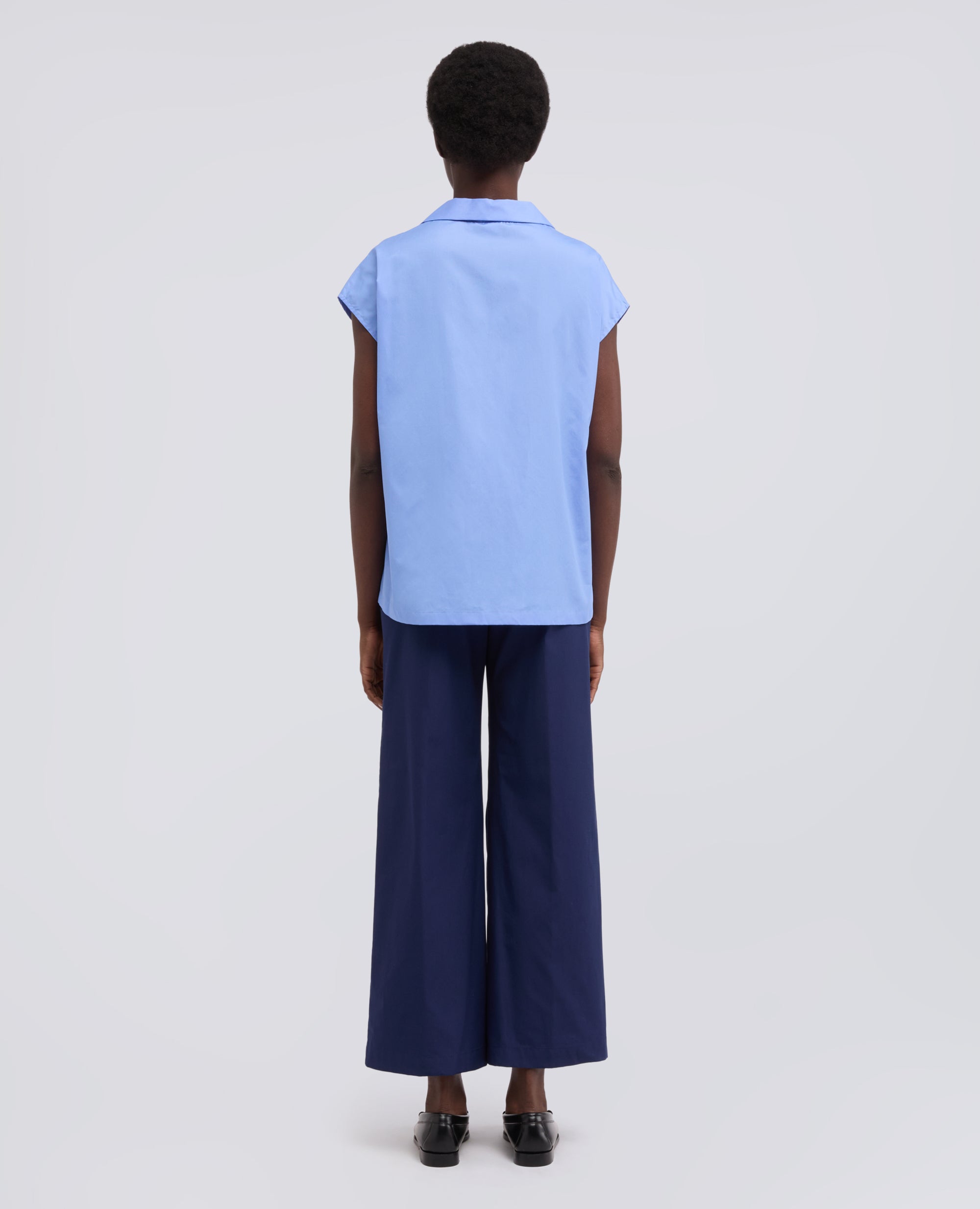 TOP IN POPELINE DI COTONE - AZZURRO - ASPESI