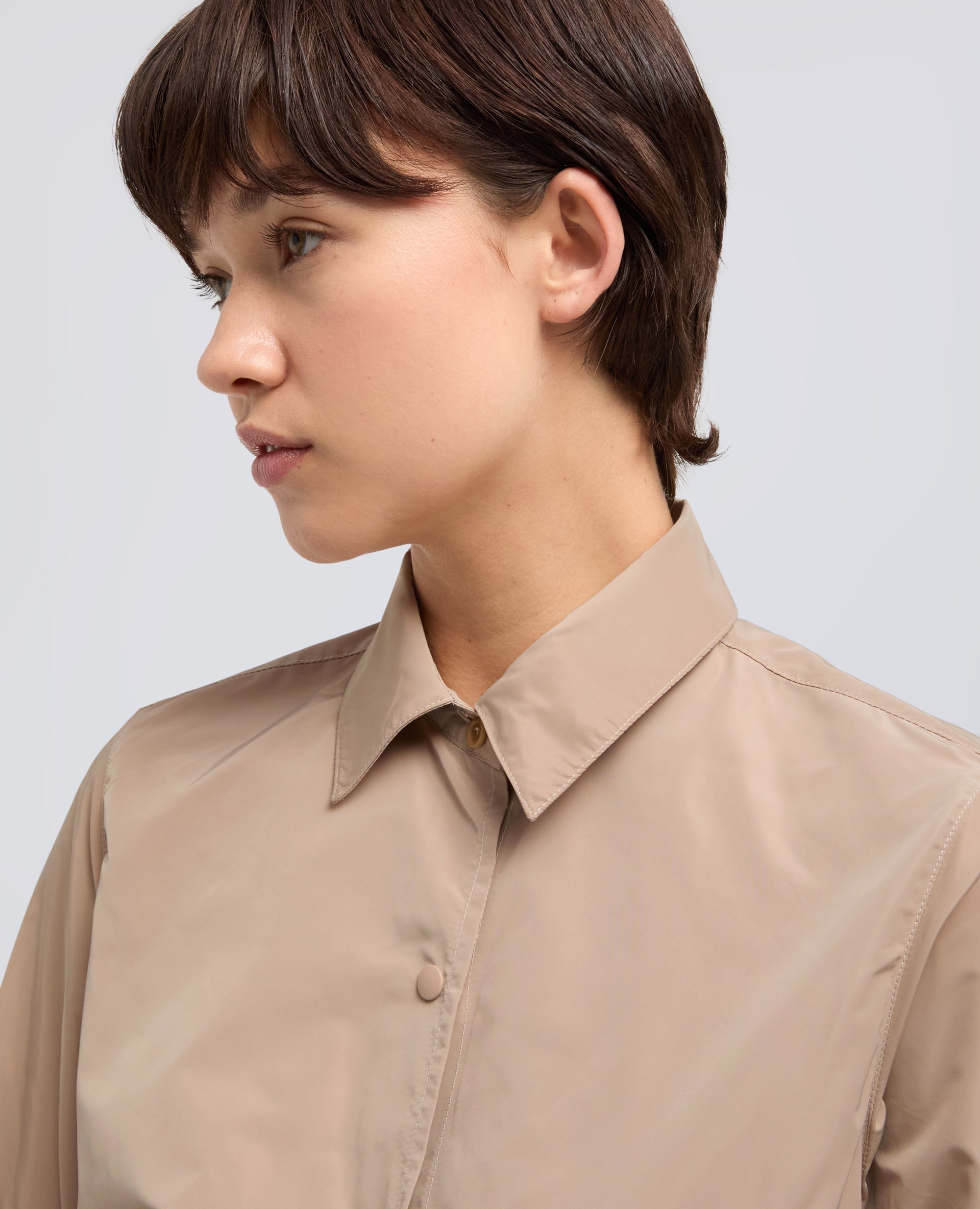 GIACCA CAMICIA SFODERATA IN POLIESTERE TECNICO - BEIGE - ASPESI
