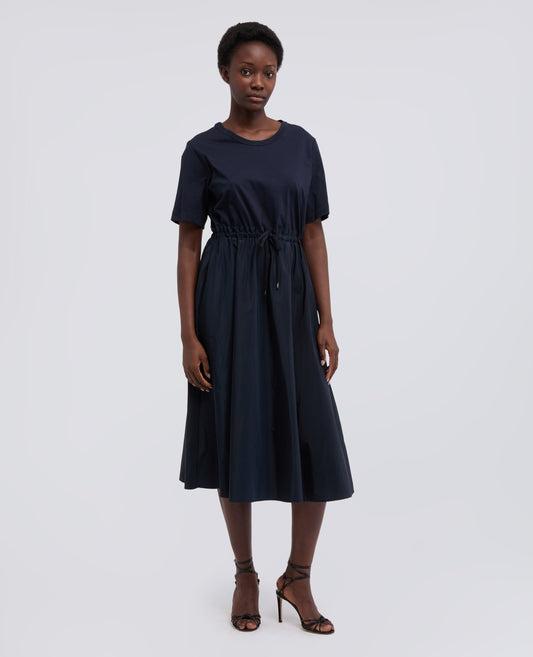 TAFFETA AND JERSEY DRESS - BLU - ASPESI