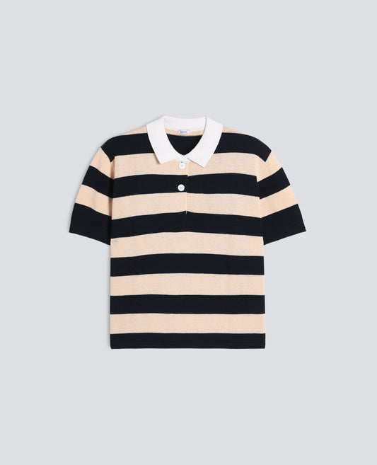 POLO EN COTON AMANCHES COURTES - MULTICOLOR - ASPESI