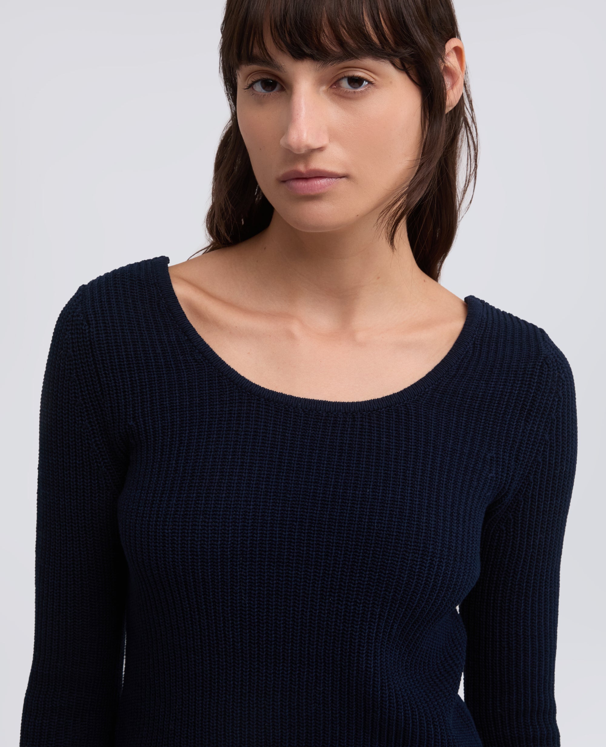 LANGARMELIGER PULLOVER AUS BAUMWOLLGARN - BLU - ASPESI