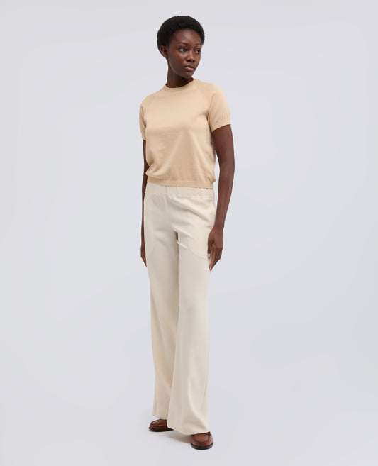 T-SHIRT ACOL ROND EN FIL DE COTON PUR - BEIGE - ASPESI