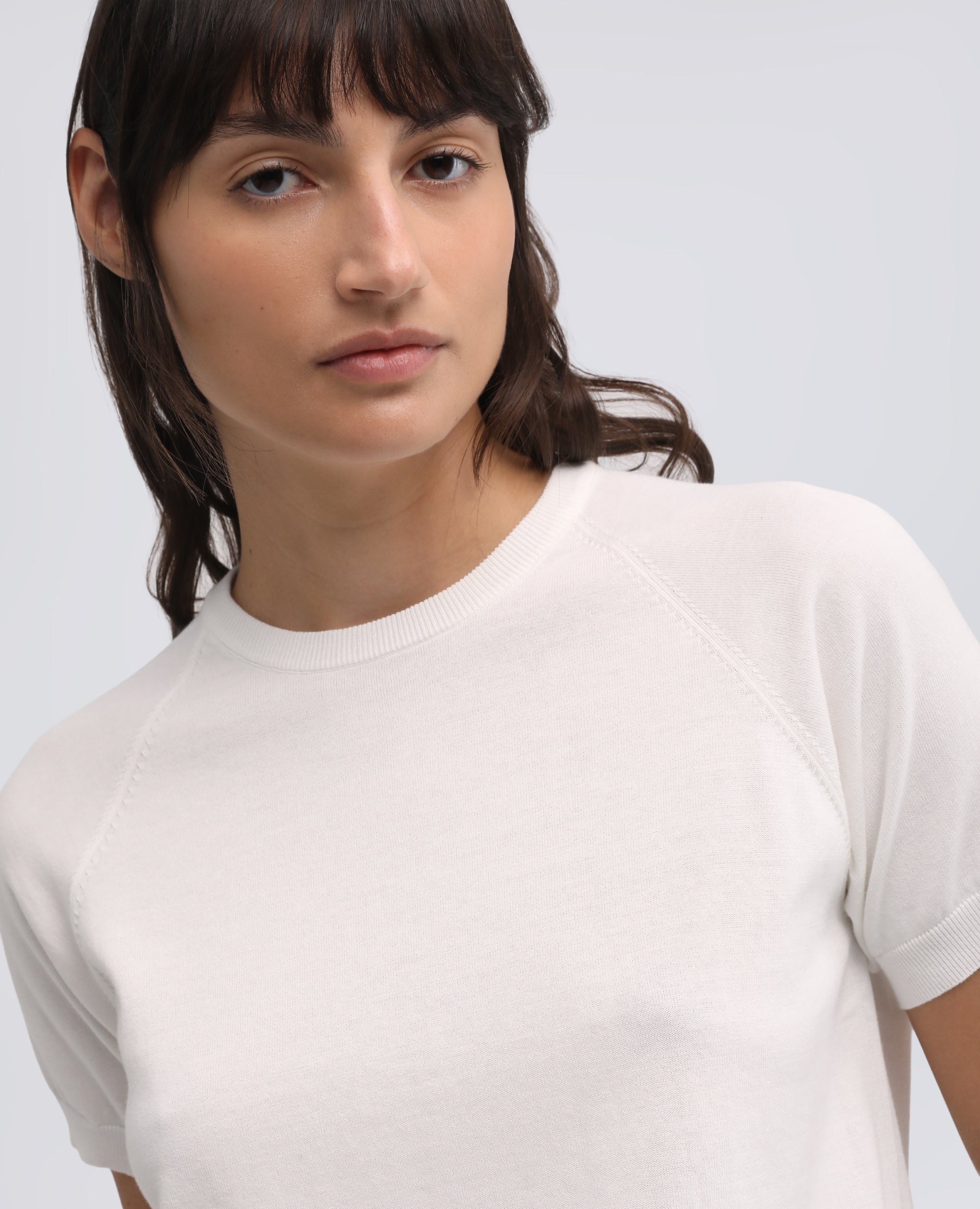 T-SHIRT GIROCOLLO IN FILATO DI PURO COTONE - BIANCO - ASPESI