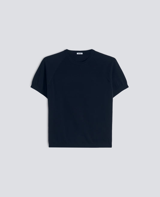 T-SHIRT ACOL ROND EN FIL DE COTON PUR - BLU - ASPESI