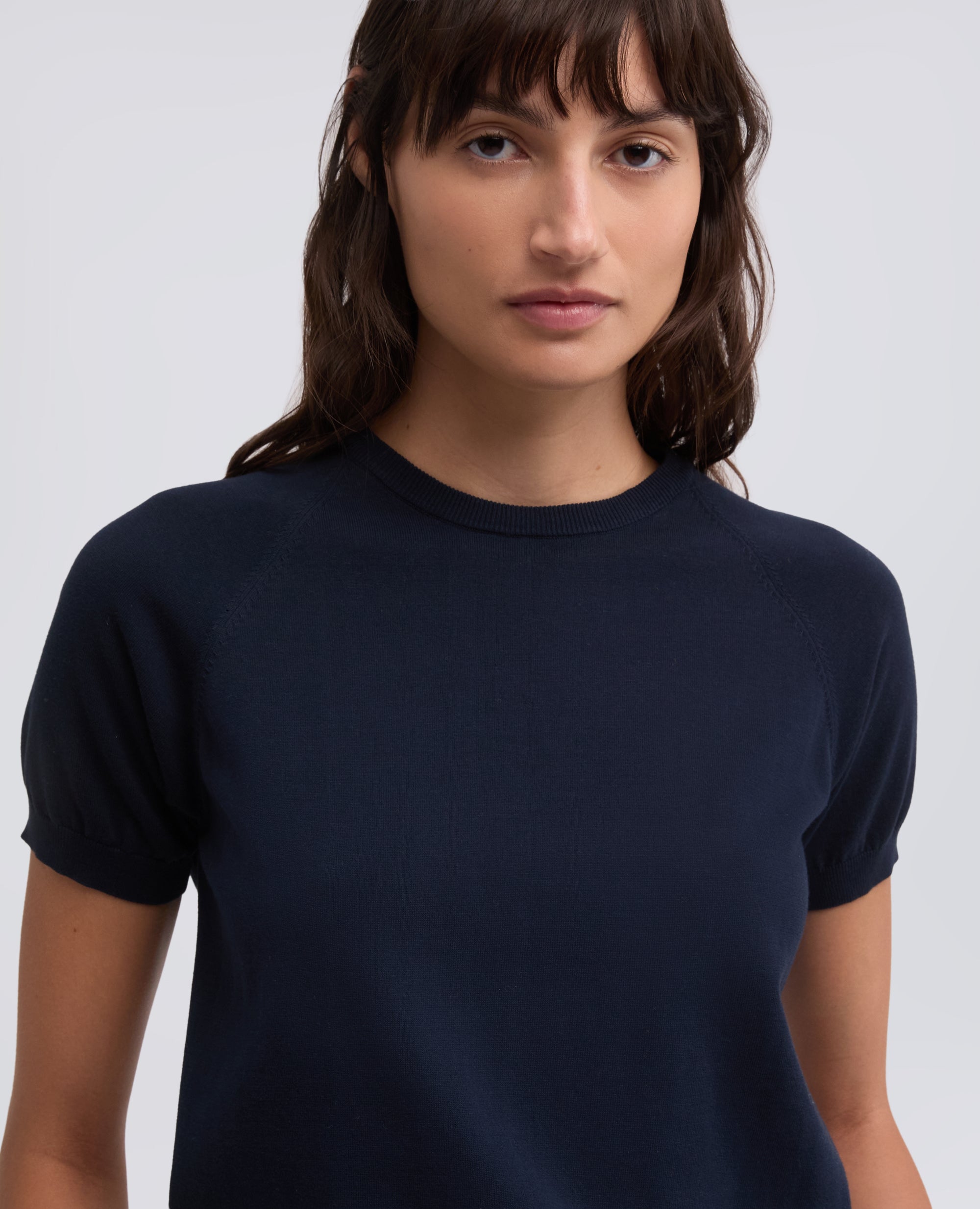 T-SHIRT GIROCOLLO IN FILATO DI PURO COTONE - BLU - ASPESI
